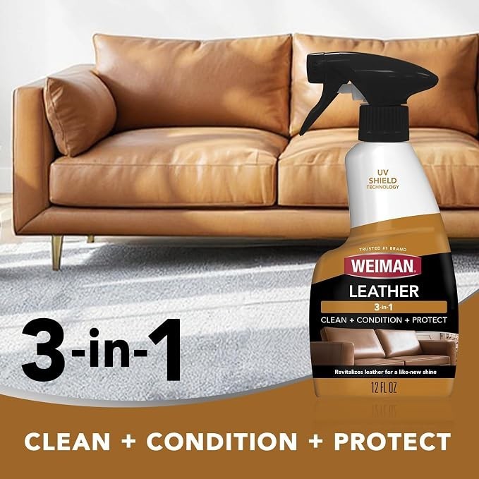 Weiman Leather Cleaner & Conditioner – Cleans, Restores & Protects Leather, UV