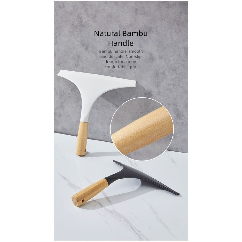 Glass and Window Scraper with Wooden Handle and Soft TPR Blade for Home Use