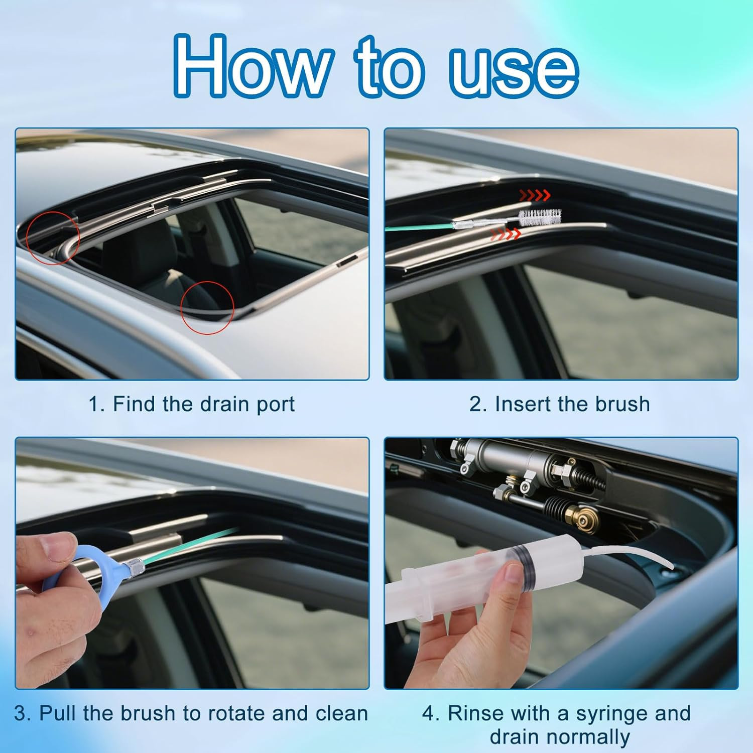 Car Sunroof Drain Cleaning Tool, Extra Long Flexible Wire Cleaner Unclogger with