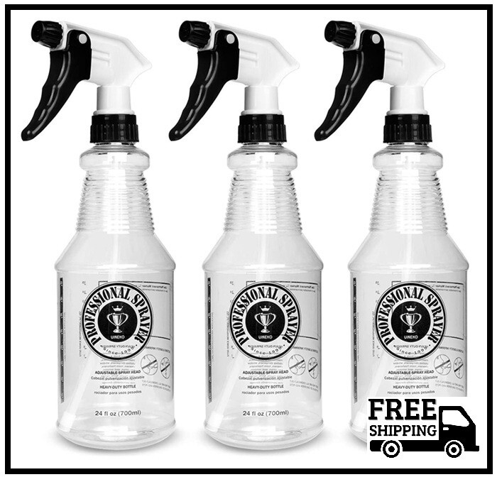 Plastic Spray Bottle (24oz 3 Pack) for Cleaning Solutions, Car Detailing Care, P