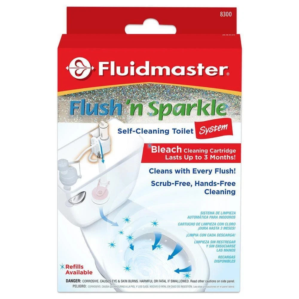 Fluidmaster 8300P8 Flush ‘n Sparkle Automatic Bleach Toilet Bowl Cleaning System