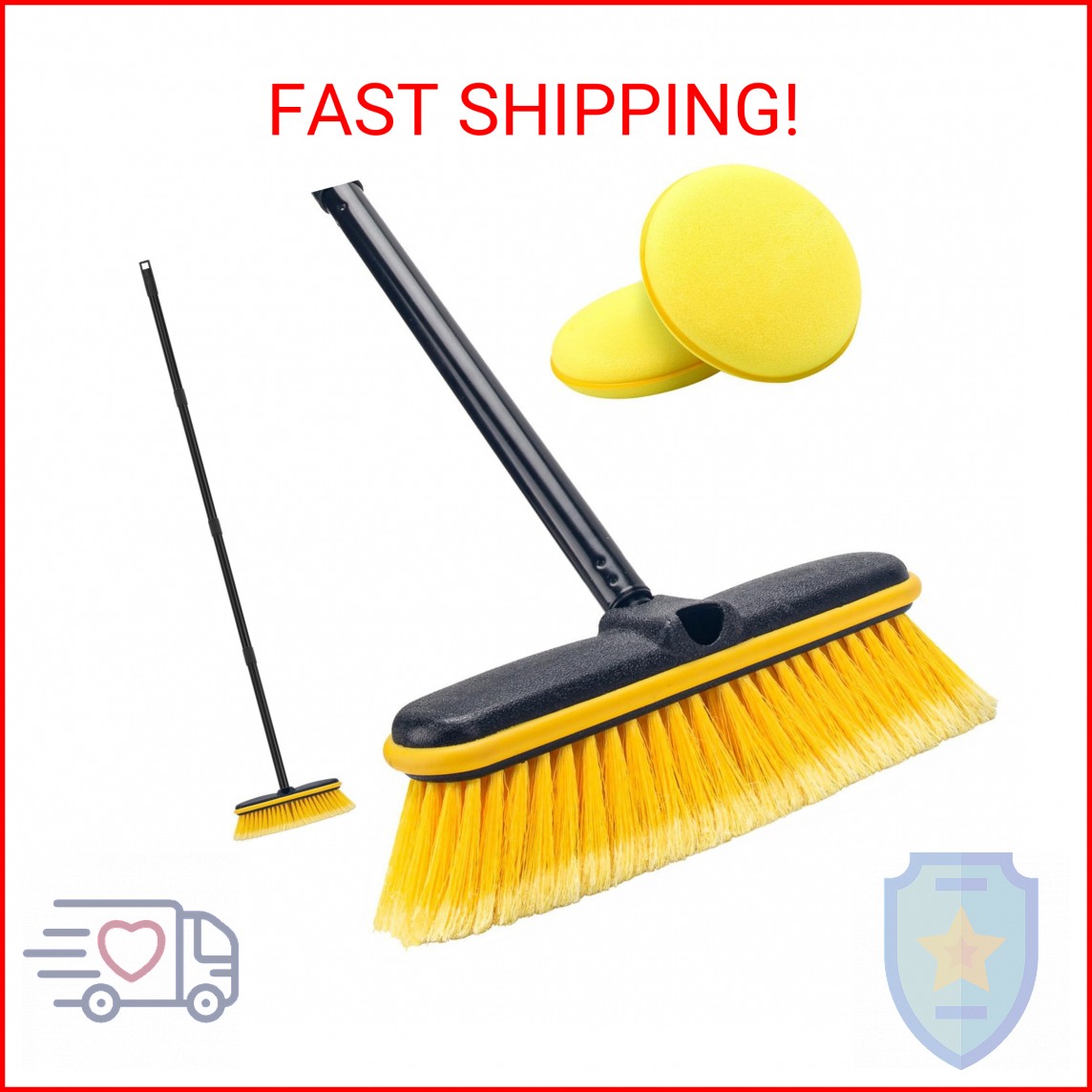 Car Wash Brush with Long Handle, 55” Vehicles Exterior Washing Supplies, Soft B