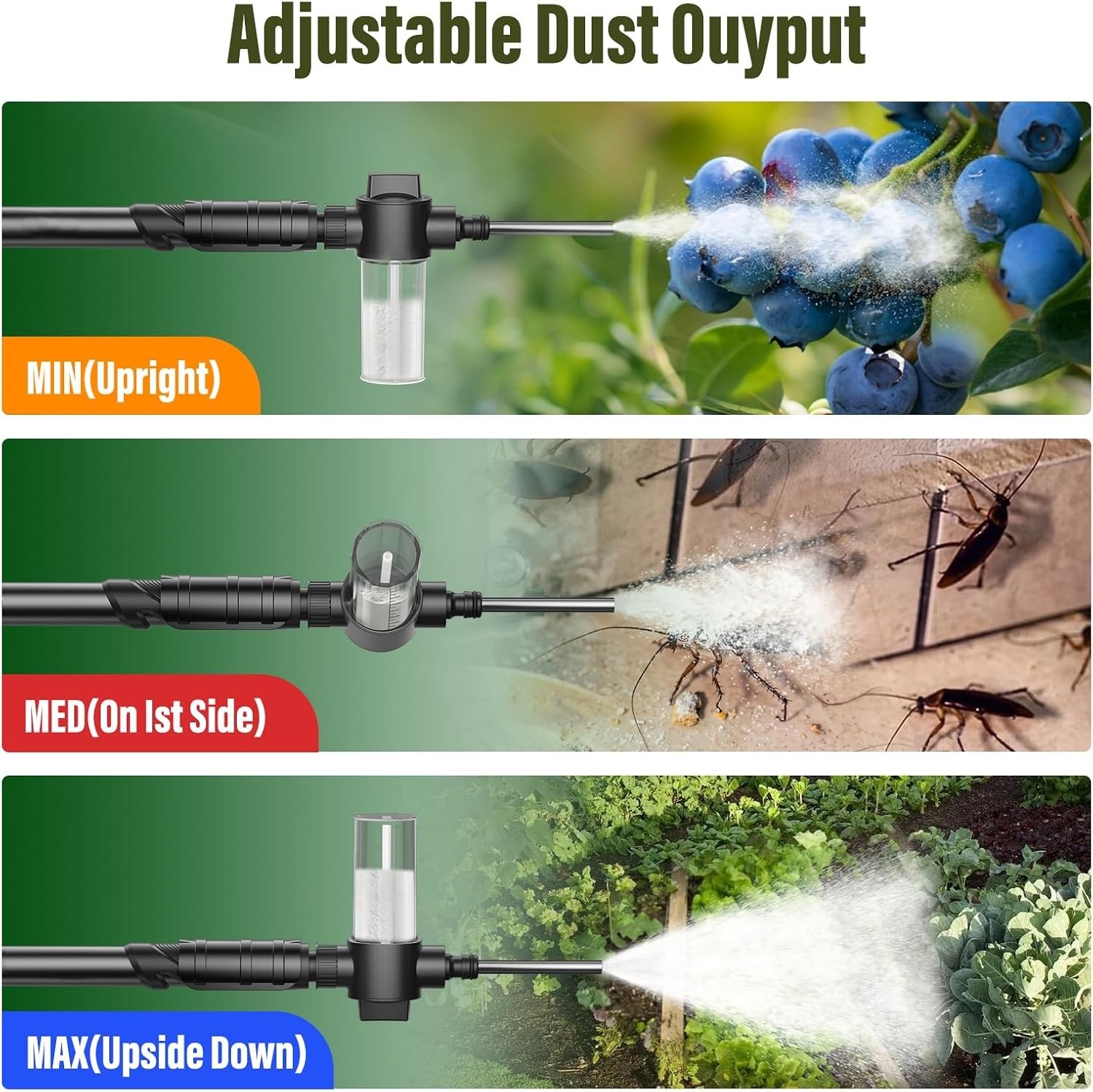Diatomaceous Earth Powder Duster, Adjustable Up to 4 FT Reach, Multi-Purpose Pum