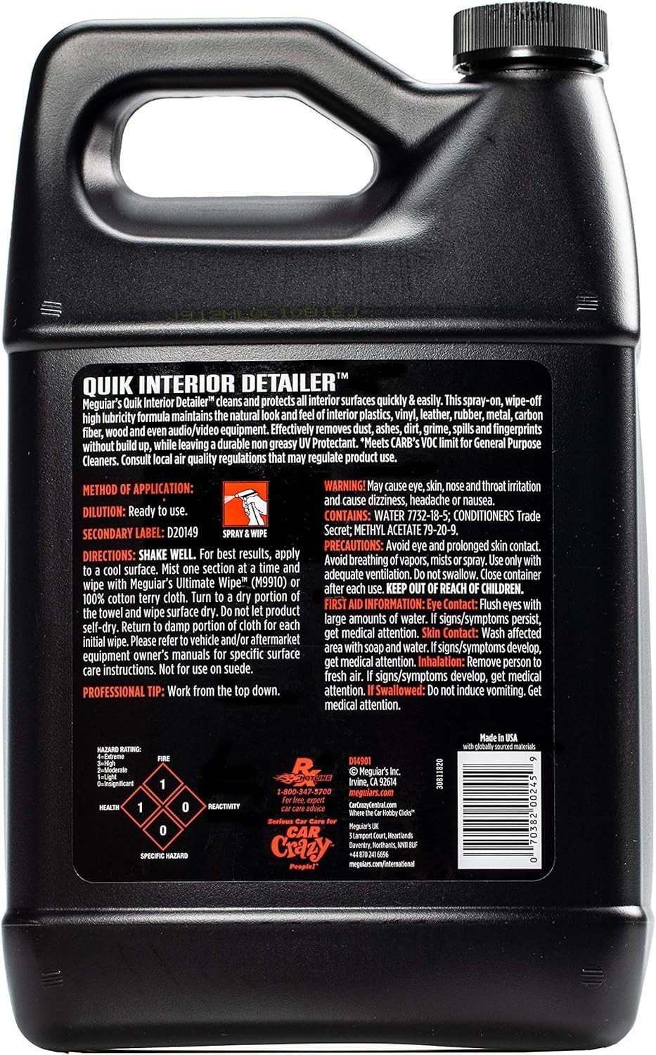 Detailer Quik 3.79L Interior Cleaner with UV Protection and Fresh Fragrance
