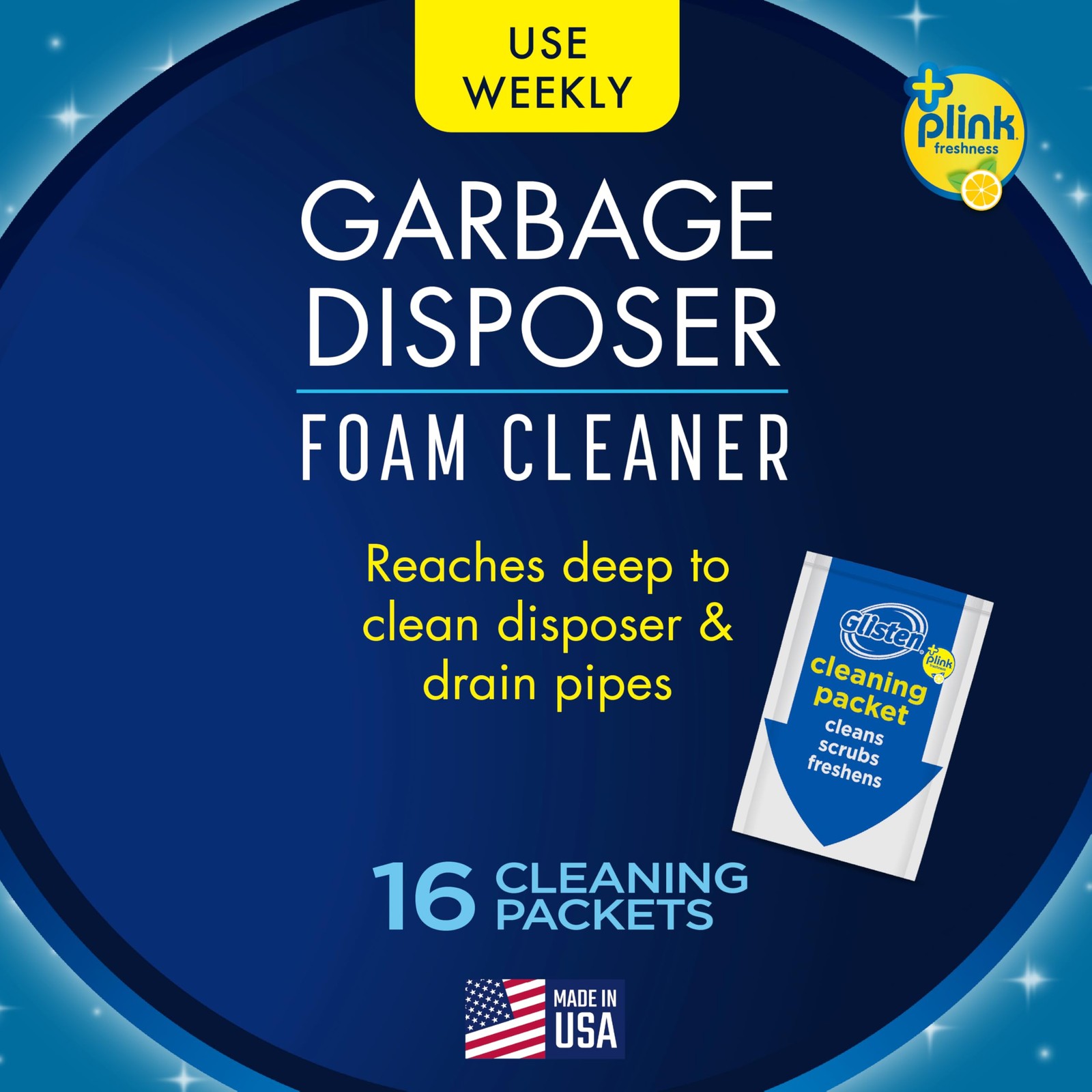 Glisten Garbage Disposer Cleaner and Freshener with Foaming Action Helps Remove