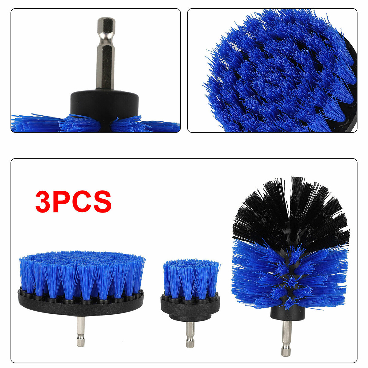3Pcs Power Scrubber Cleaning Car Tile Grout Shower Drill Brush Set Attachment