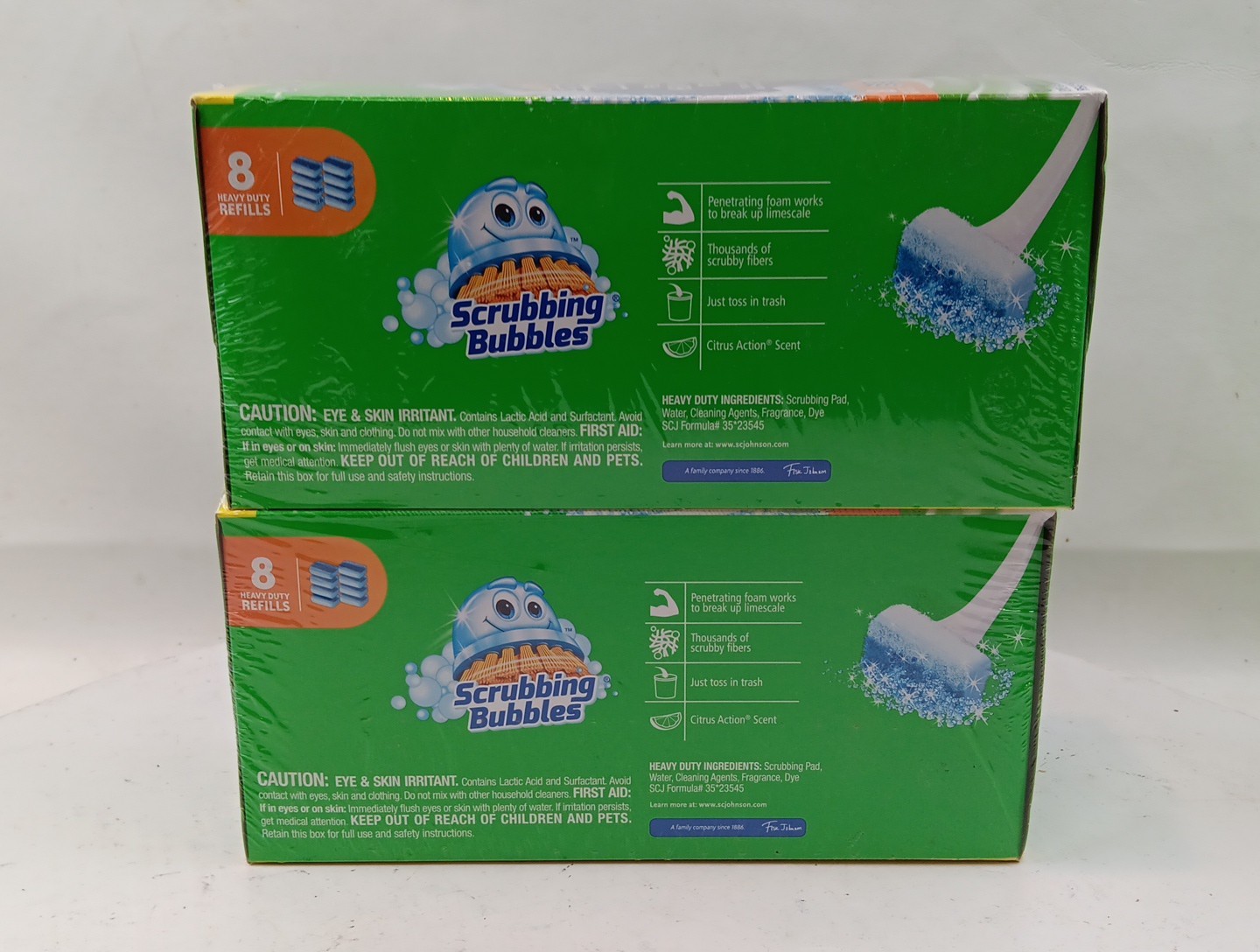 2 Pack Scrubbing Bubbles Fresh Brush Heavy Duty Refills Citrus, 16 Pads Total