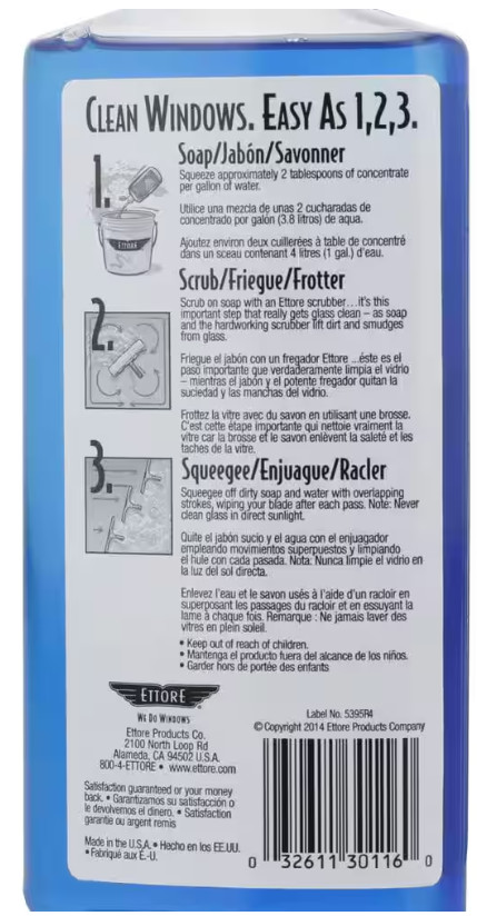 Ettore Squeegee Off Miracle Glass Cleaner Super Concentrate Makes 16 Gal – 16 oz