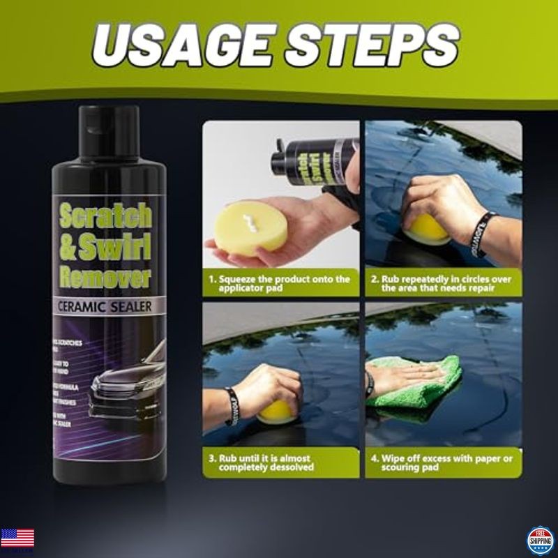 Car Scratch Remover Kit, Paint Repair & Polishing Compound, 8.4oz Gloss Shine