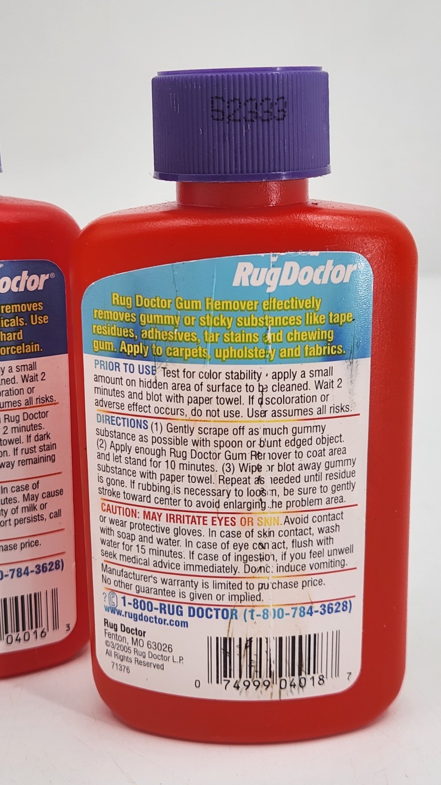 Lot of 4 Rug Doctor Spot Treatment Set Wax Red Rust Gum Remover Small Bottles