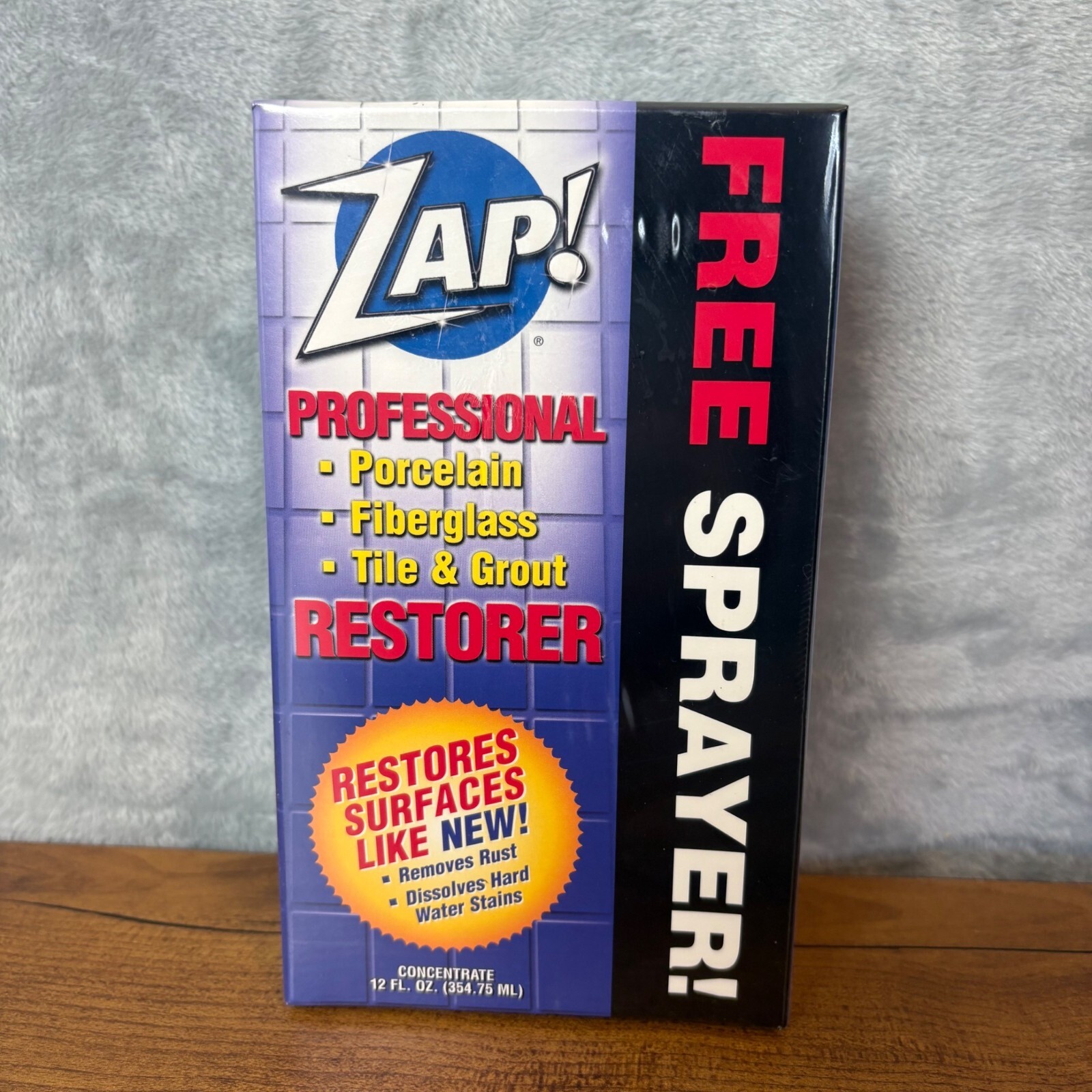 Zap Professional Porcelain Fiberglass Tile & Grout Restorer & Free Sprayer 12oz