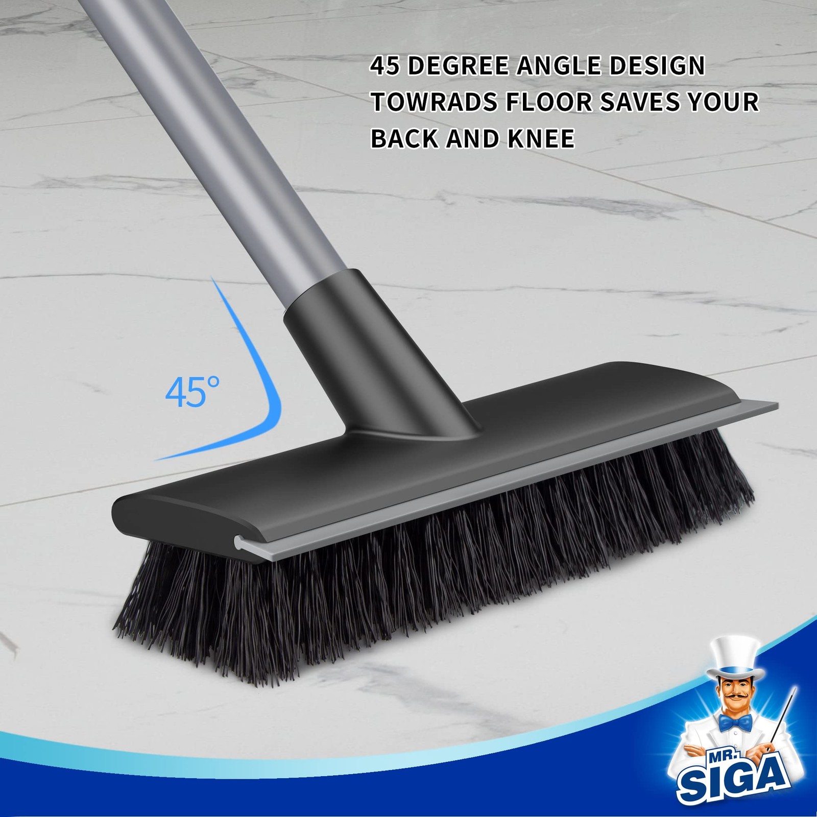MR SIGA Floor Scrub Brush with Long Handle for Cleaning Cleaning Bathroom Shower