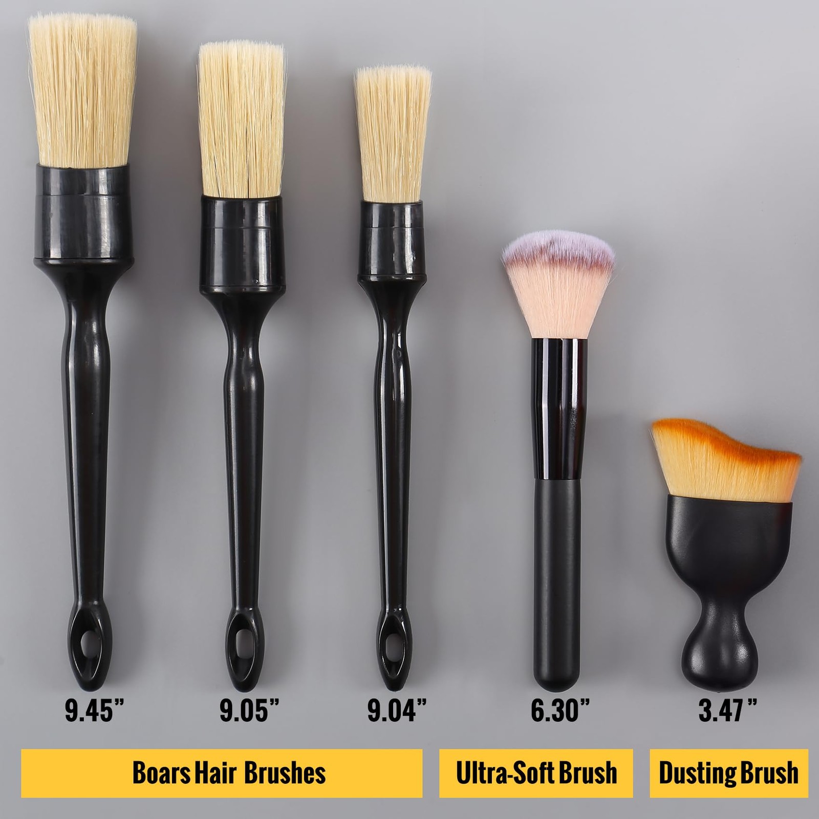 6PCS Car Detailing Brush Set – Soft Boar Hair Cleaning Tools for Vehicles