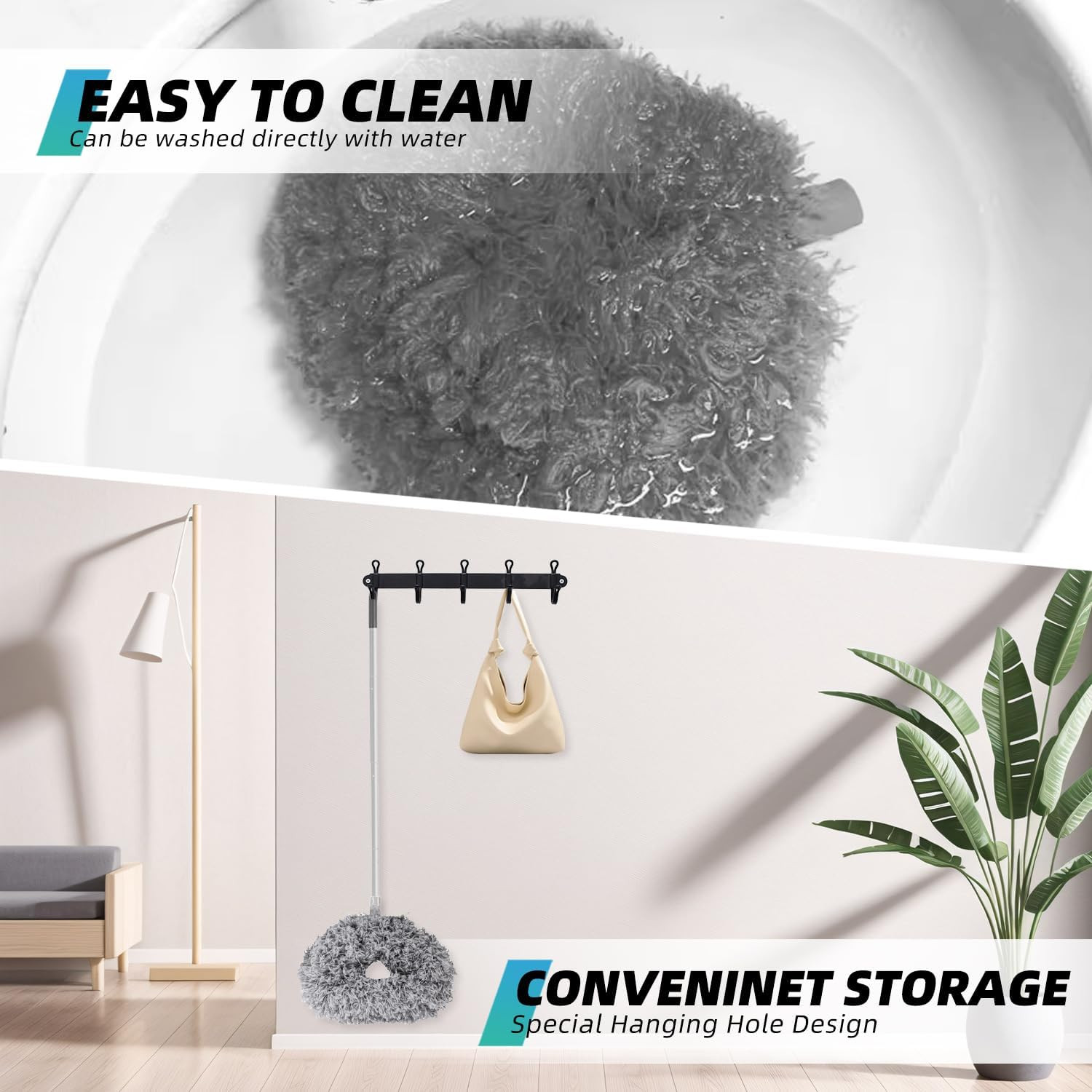 Ceiling Fan Cleaner Duster, Reusable Microfiber Duster with Extension Pole, 13 t