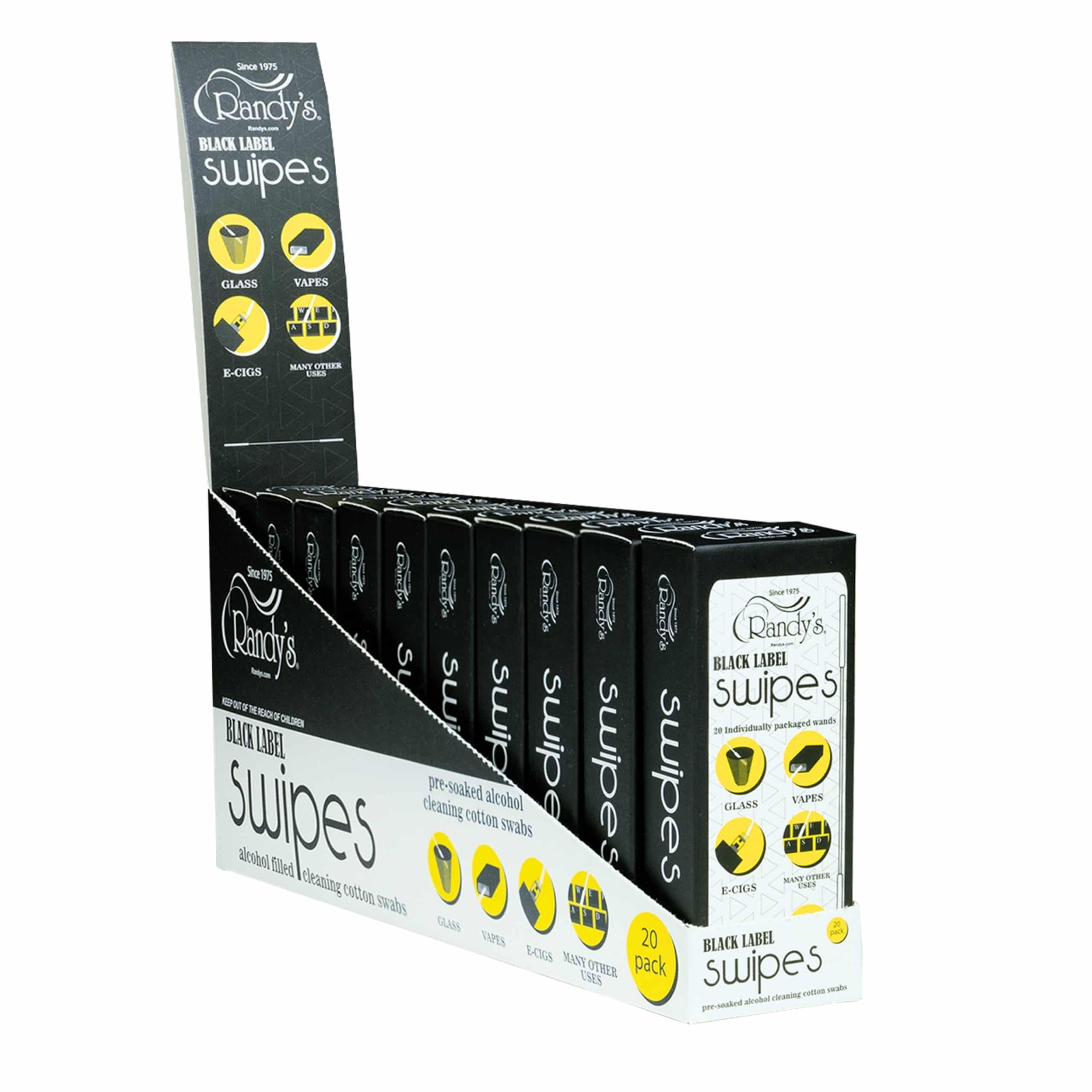 Randy’s Swipes — Cleaning Cotton Swabs Pre-soaked in Alcohol — 10ct Display