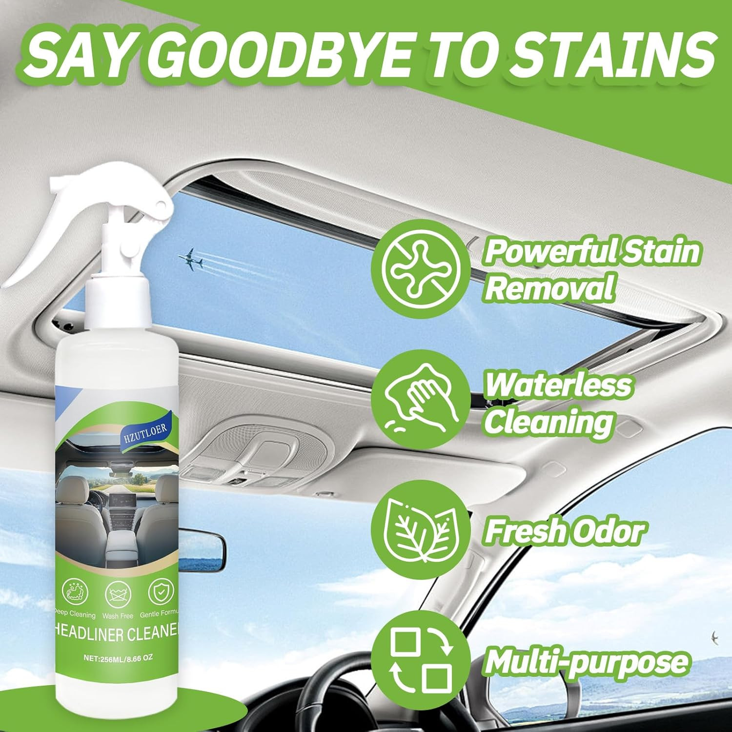 8.66 OZ (256 Ml) Car Ceiling Cleaner,Headliner Cleaner,Multifunctional Car Inter