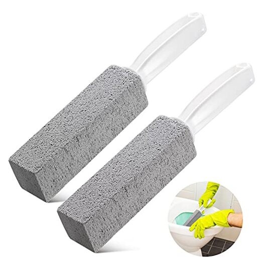 Kadden 2 Pack Pumice Stone Toilet Bowl Cleaner with Handle, Hard Short Handle