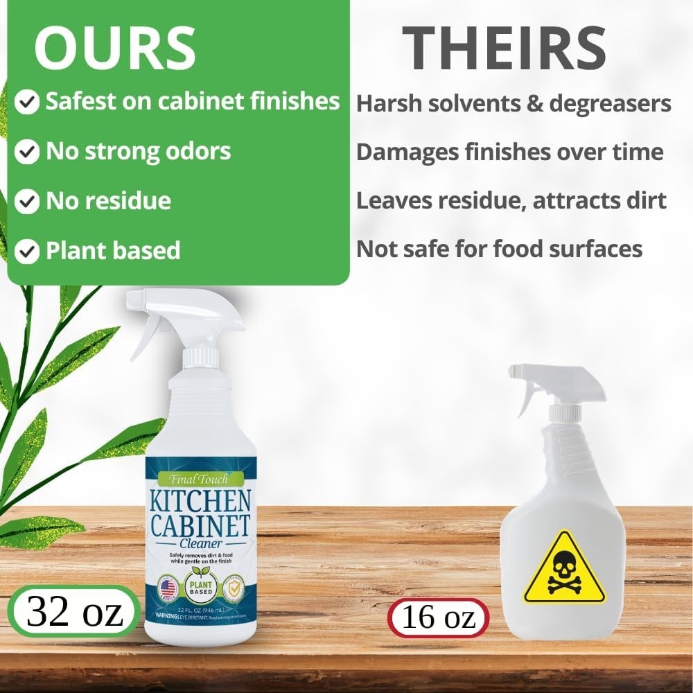 Kitchen Cabinet Cleaner – Plant Based Cleaner Solution, Safe on Paint and Woo…