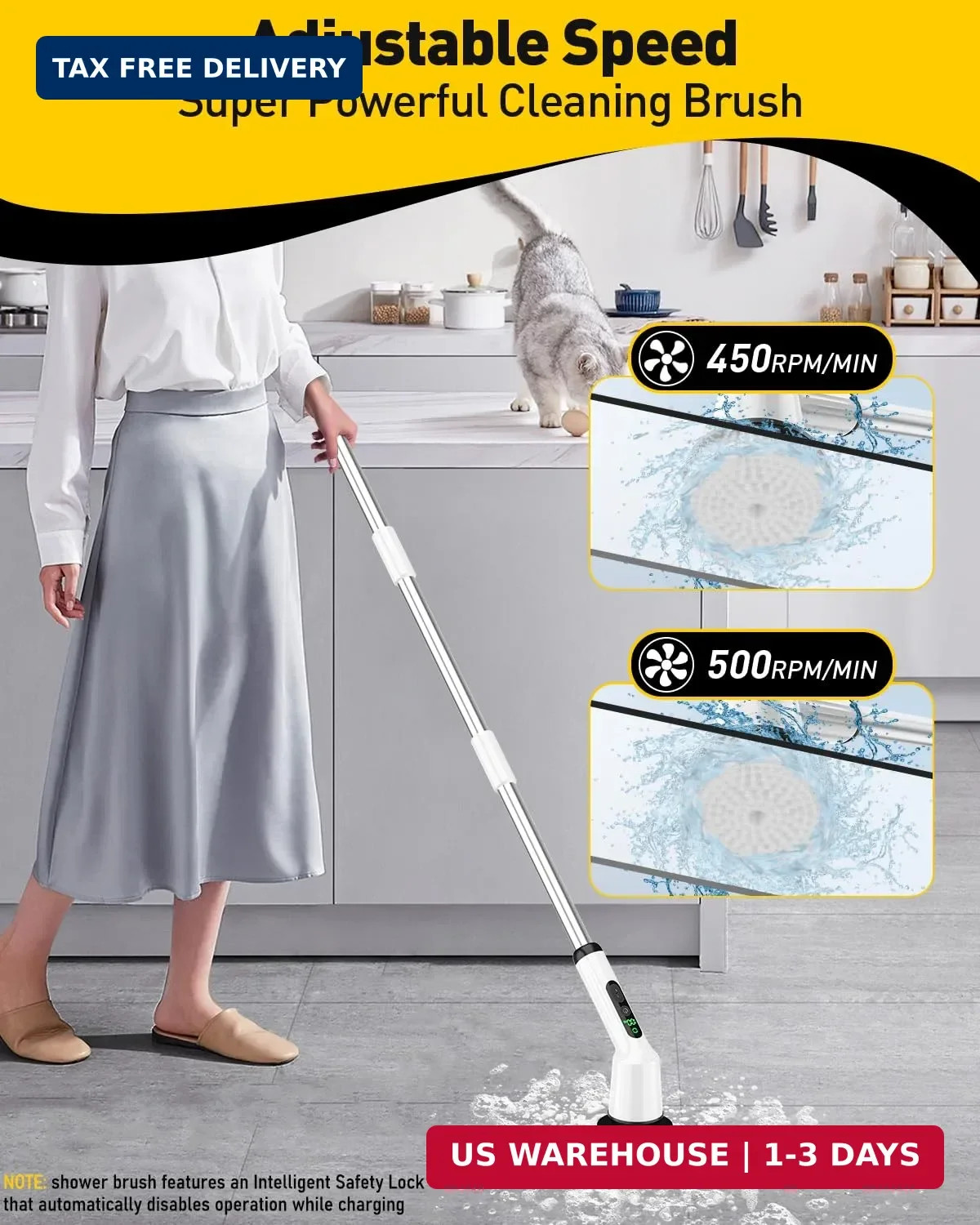 Electric Spin Scrubber for Cleaning Bathroom, Shower Scrubber Cordless Cleaning