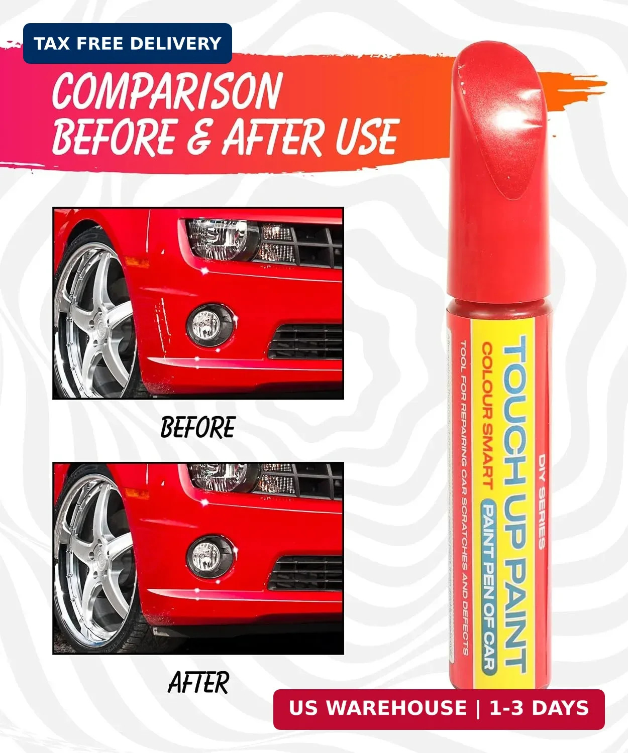 Pure RED Touch Up Paint Universal Color Match for All Car Models Repair Pen