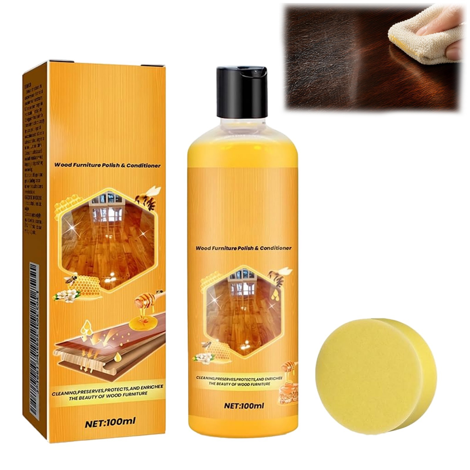 All-in-One Beeswax Wood Polish & Conditioner for Furniture Care 100ml