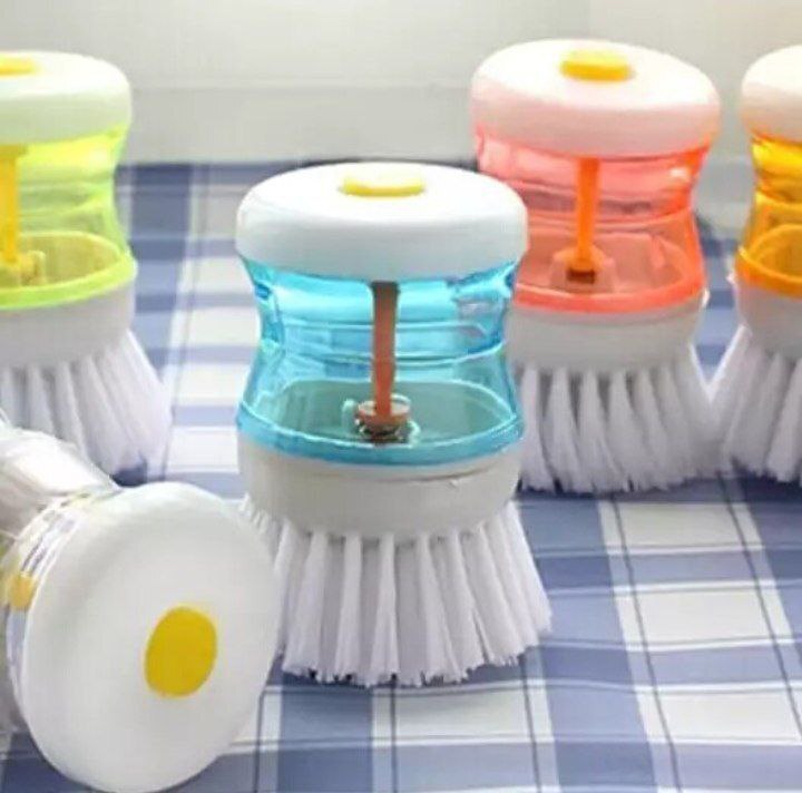 Kitchen Wash Pot Dish Brush Clean Utensils with Washing Up Liquid Soap Dispenser