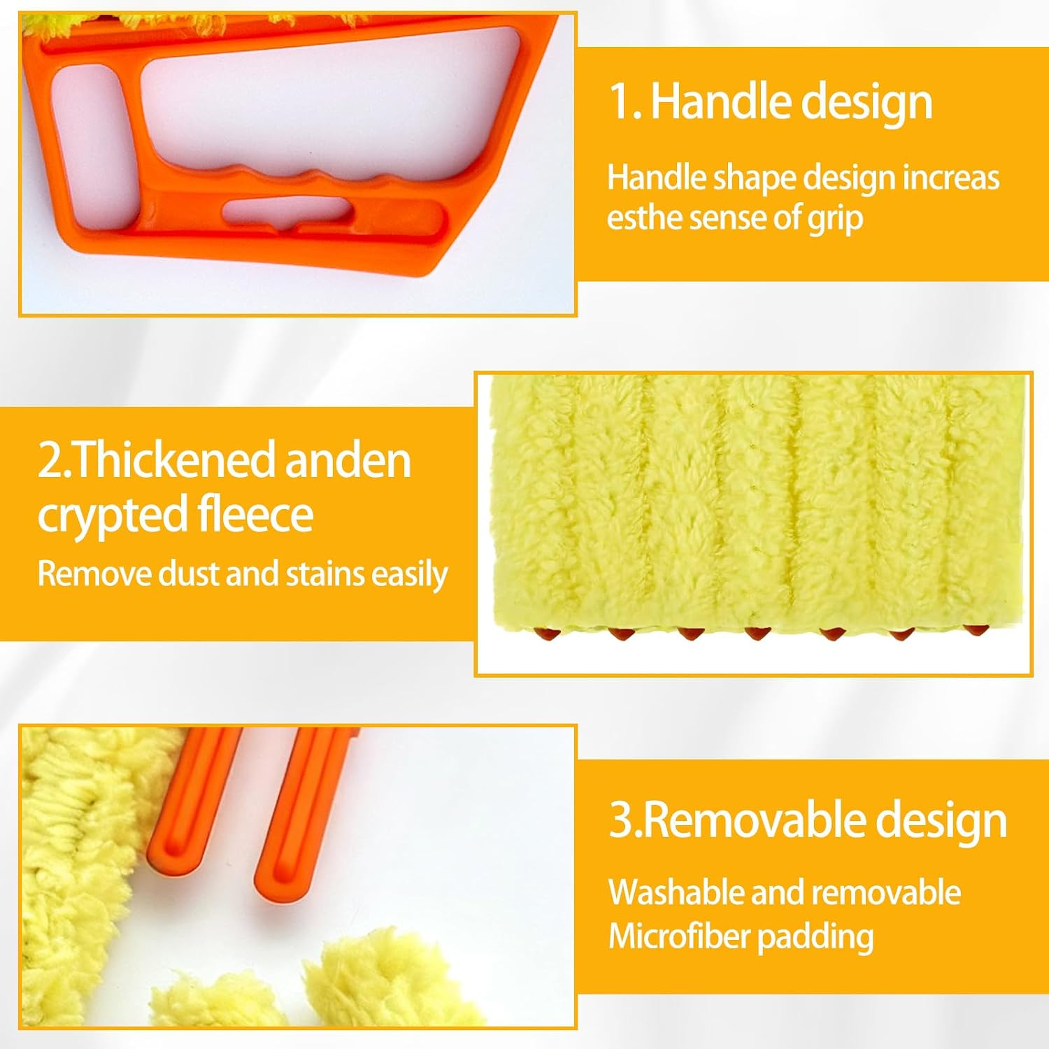 2 Pcs Blinds Cleaner Duster Tool 7 Finger Microfiber Washable Mini Window Duster