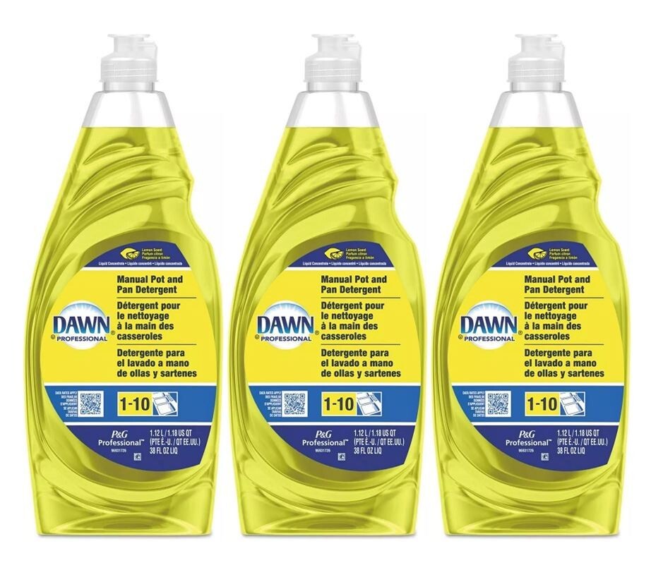 Dawn Professional Pot Pan Dish Detergent 38 oz. Bottle, Lemon Scent, 3 Count