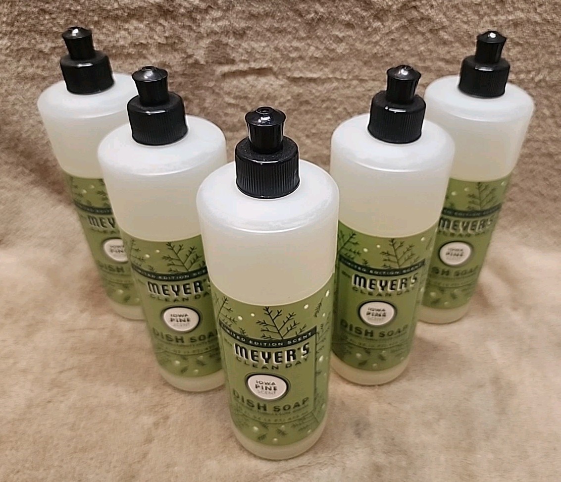 Lot of 5: Mrs Meyers Iowa Pine Scent Dish Soap. Limited Edition Seasonal Scent