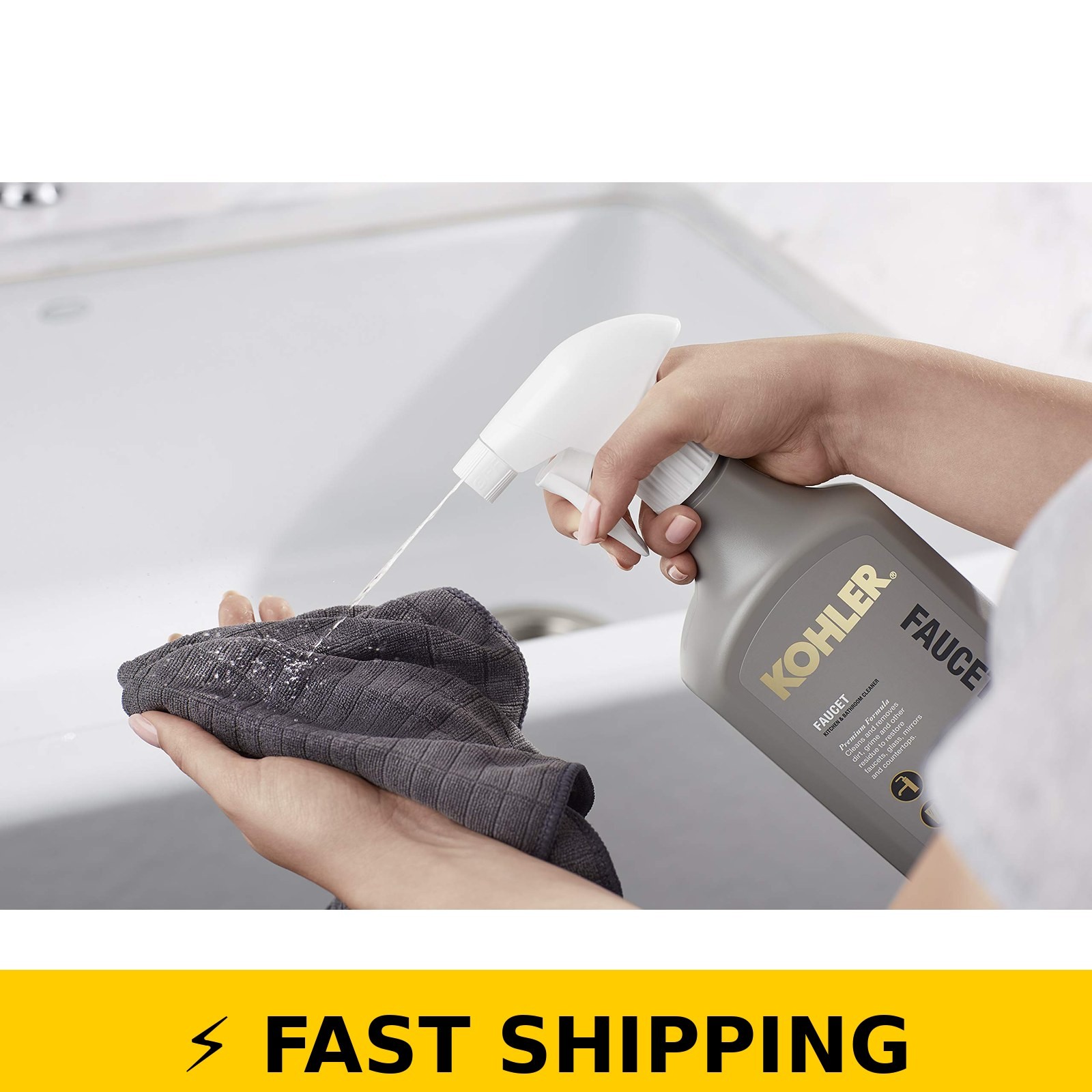 Kohler Faucet Cleaner, 28 FL Oz – Streak Free Shine, Ammonia Free