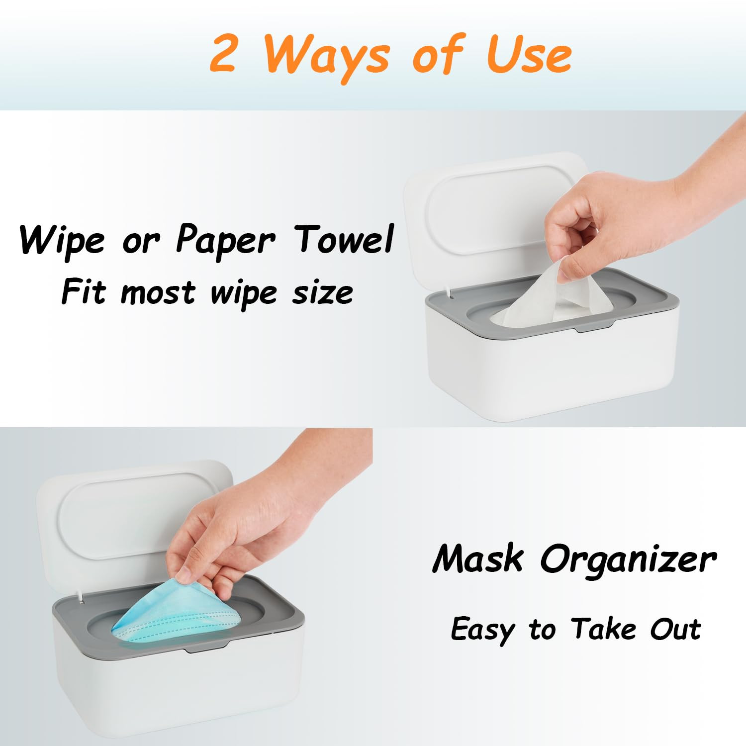 Wipes Dispenser, Wipe Holder for Baby & Adult, Refillable Baby Wipe Container,