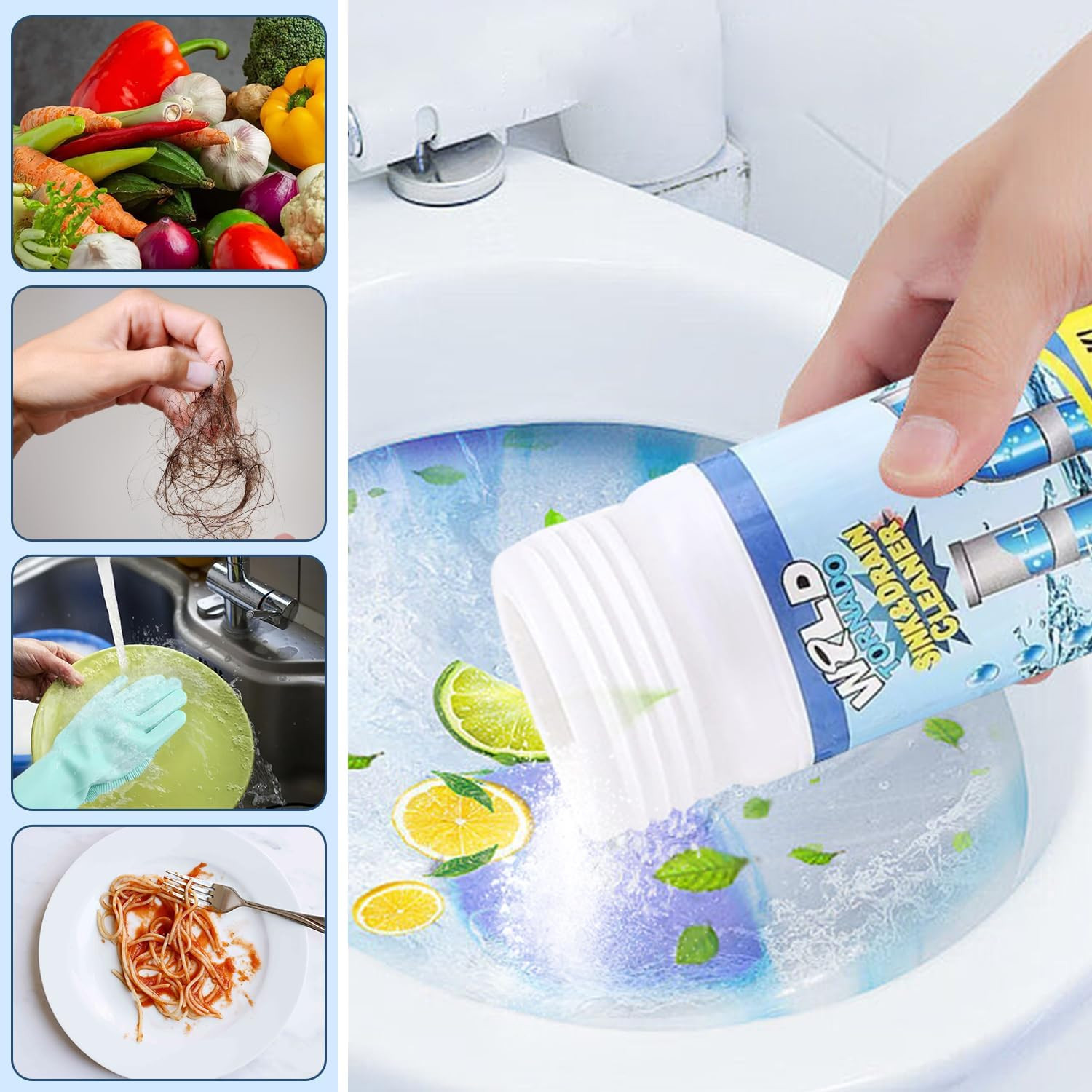 2Pc Wild Tornado Pipe Dredge,Powerful Sink Cleaner for Kitchen Toilet Pipeline