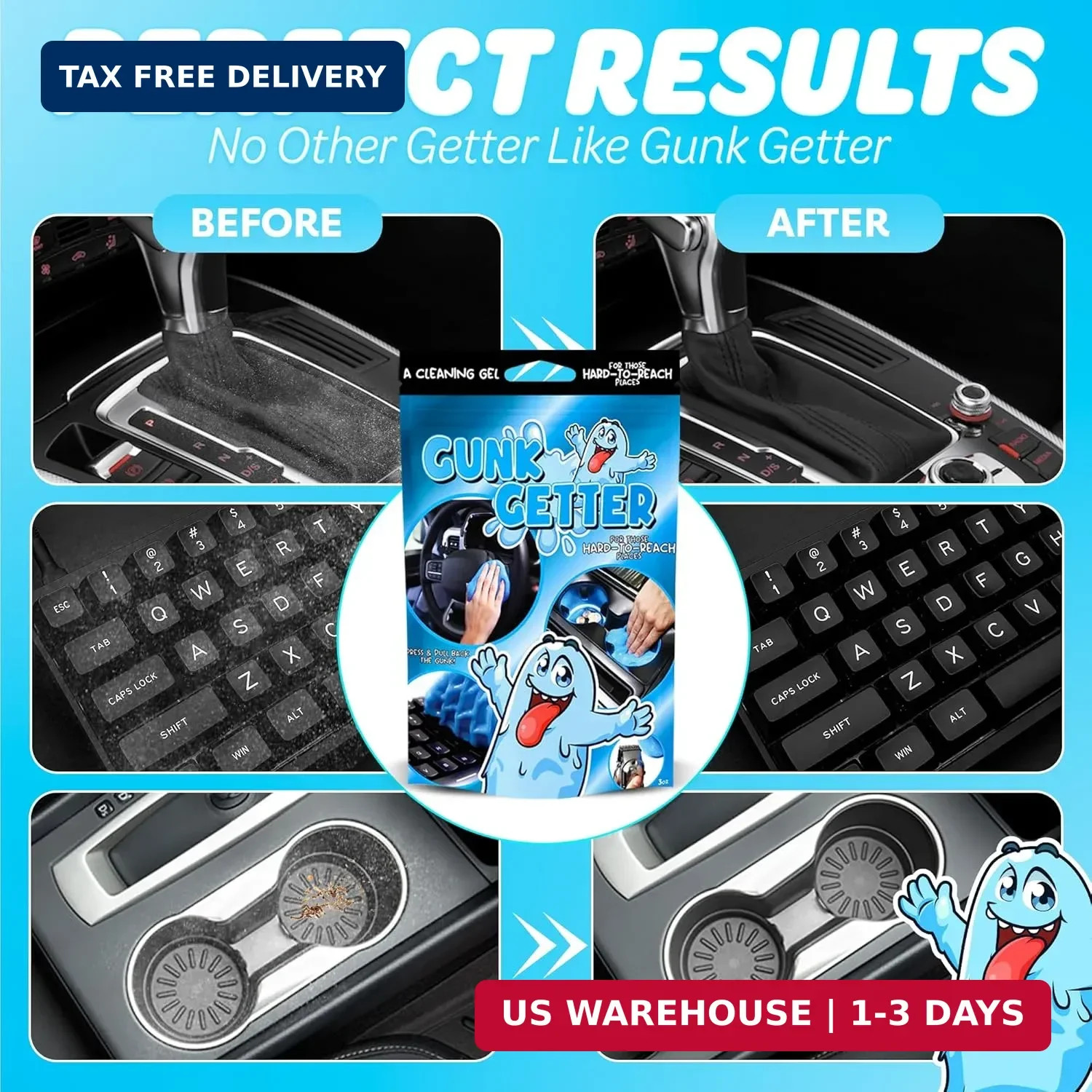 Car Cleaning Gel 12 Pack for Those Hard to Reach Places, Automotive Cup Holder E