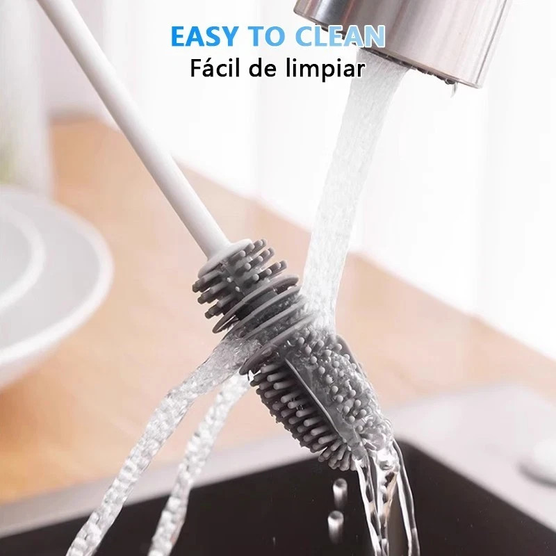 Silicone Bottle Brush Long Handle Cup Cleaner Glass Scrubber Kitchen Tool