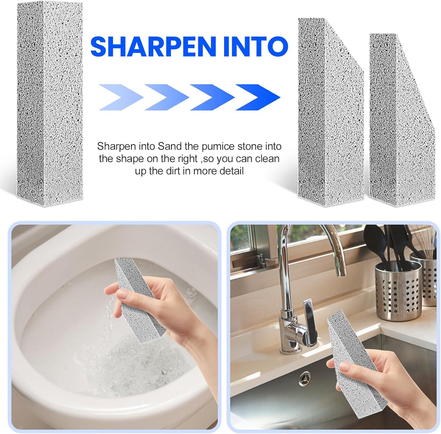 6 Pack Pumice Stone Toilet Bowl Cleaner, Pumice Stone for Cleaning, Powerfully C