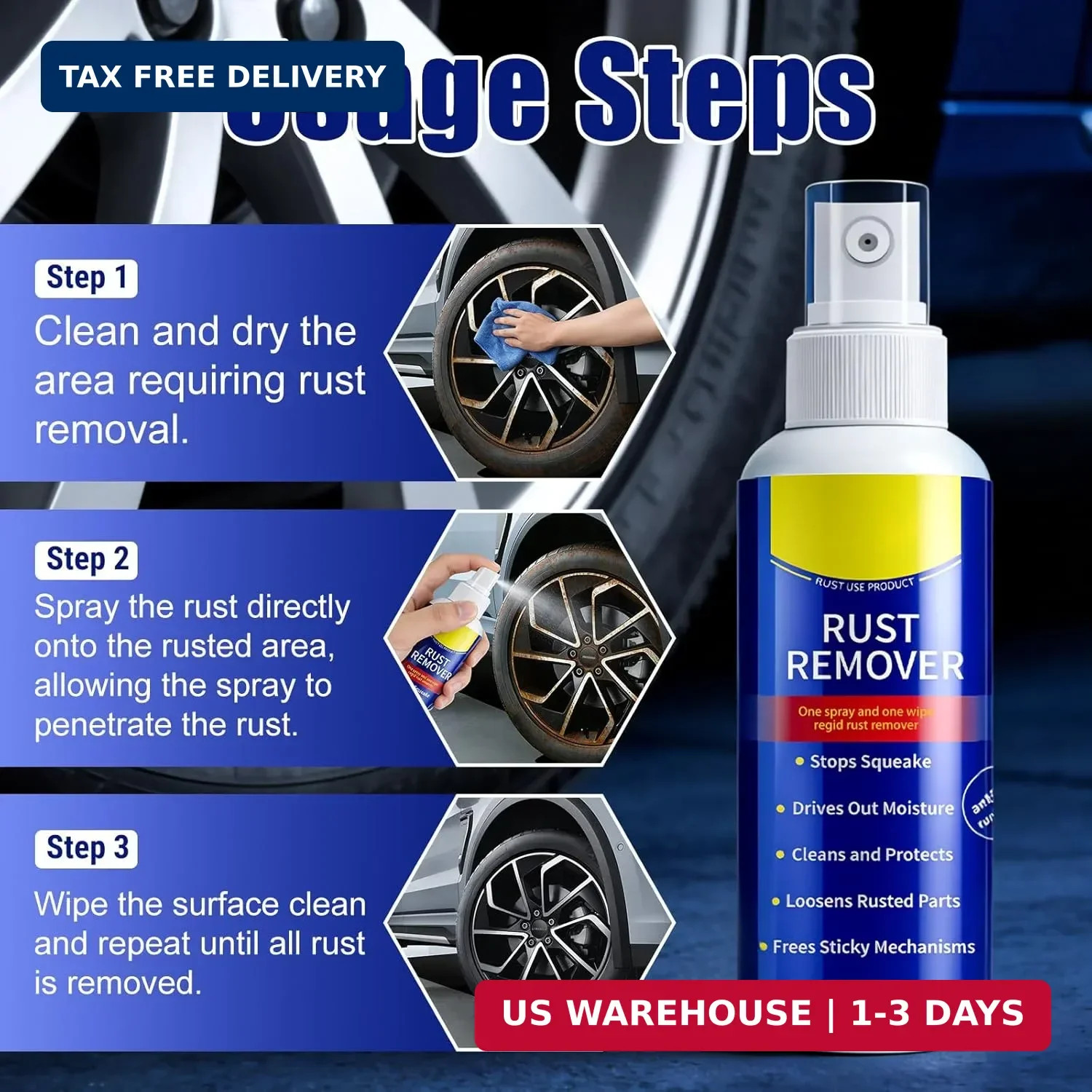 2Pcs Rust Remover Spray for Metal, 2026 Upgrade Anti-Rust Spray, Multi-Functiona