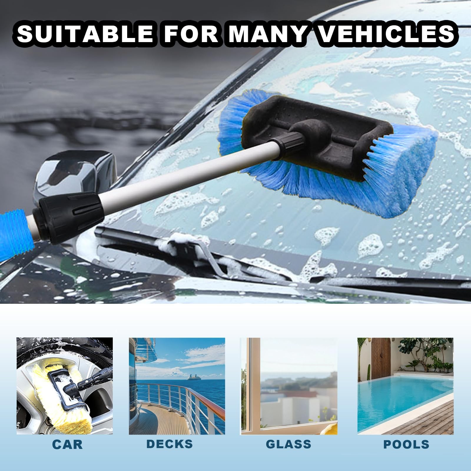 10Inch Soft Bristle Car Wash Brush Head for Auto, RV, Boat, Truck Cleaning