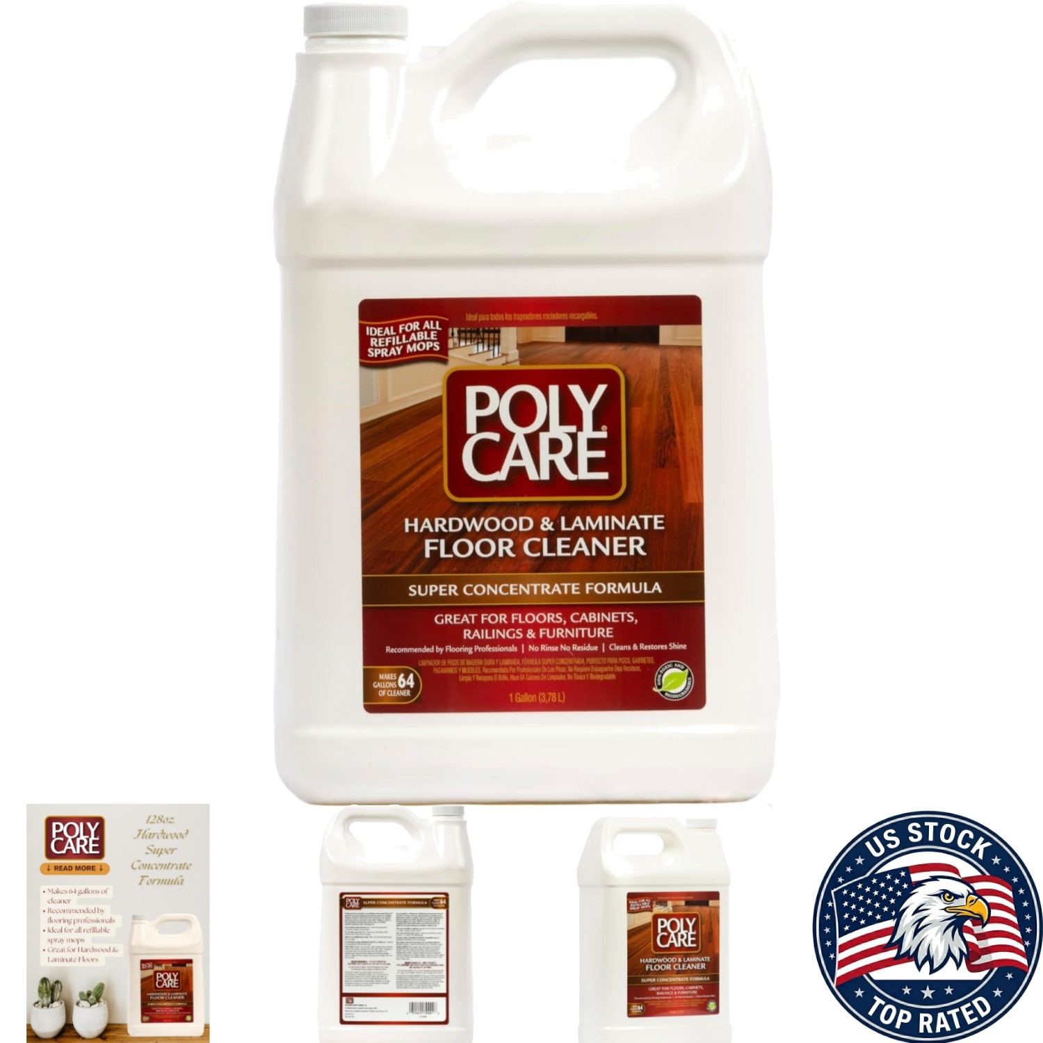 Fresh Scent Hardwood Floor Cleaner – 128 Fl Oz Super Concentrate for All Floors