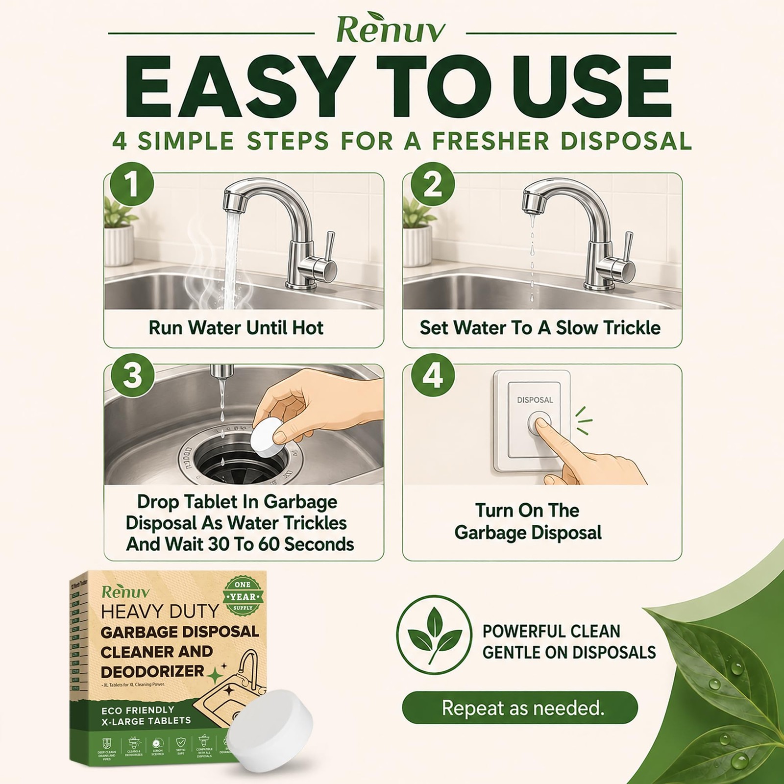 ® Garbage Disposal Cleaner and Deodorizer Tablets Drain Freshener, Foaming Ci…