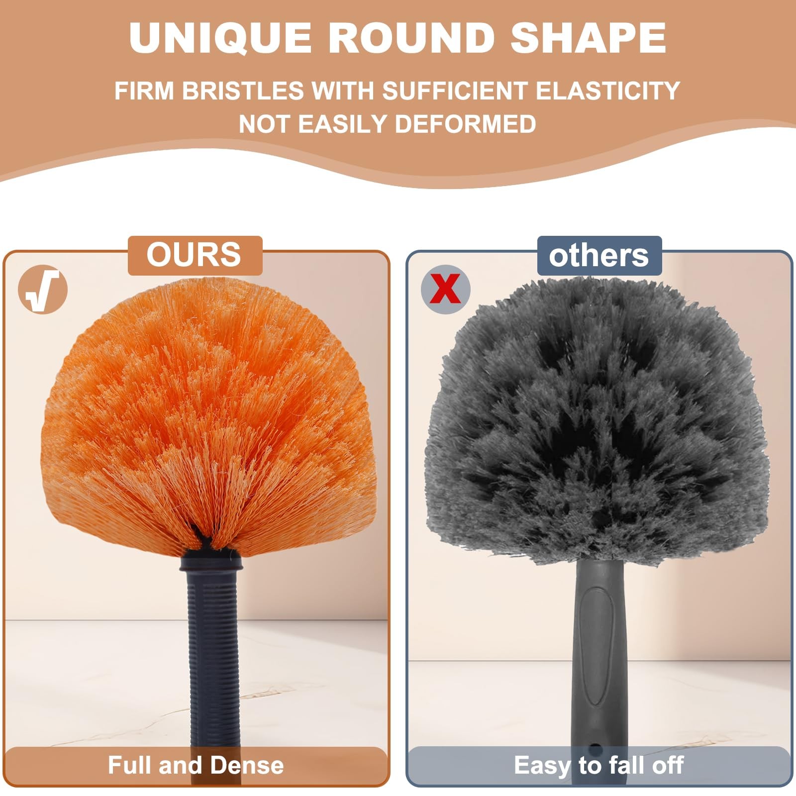 2 Pack Orange Twiston Cobweb Duster Head Brush Fits Standard 3/4 Inch Threaded P