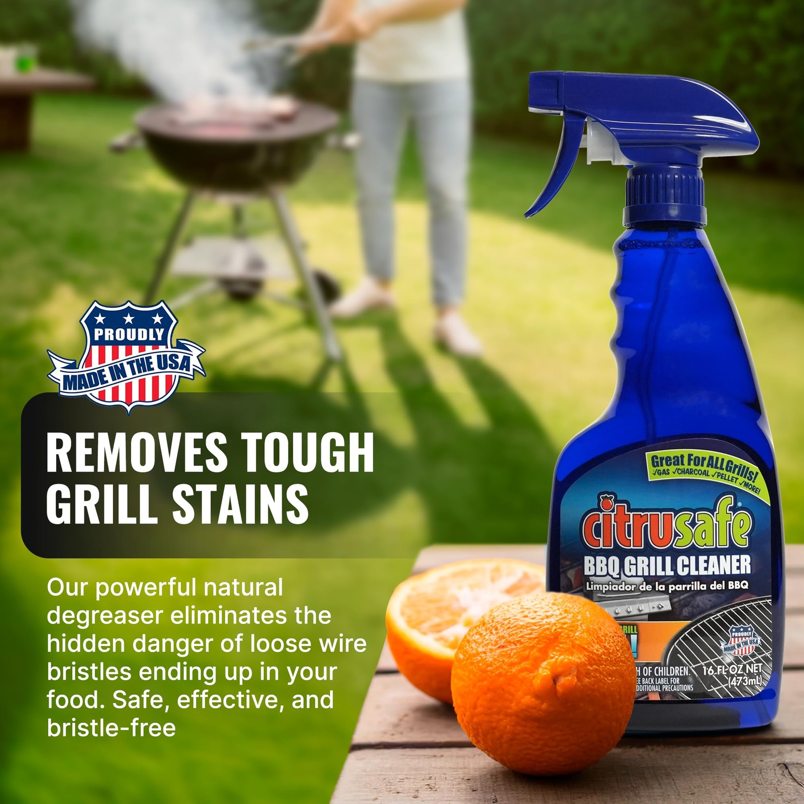 BBQ Grill Cleaner Spray for Outdoor Grill 16 OZ – Safe Heavy Duty Cleaner for…