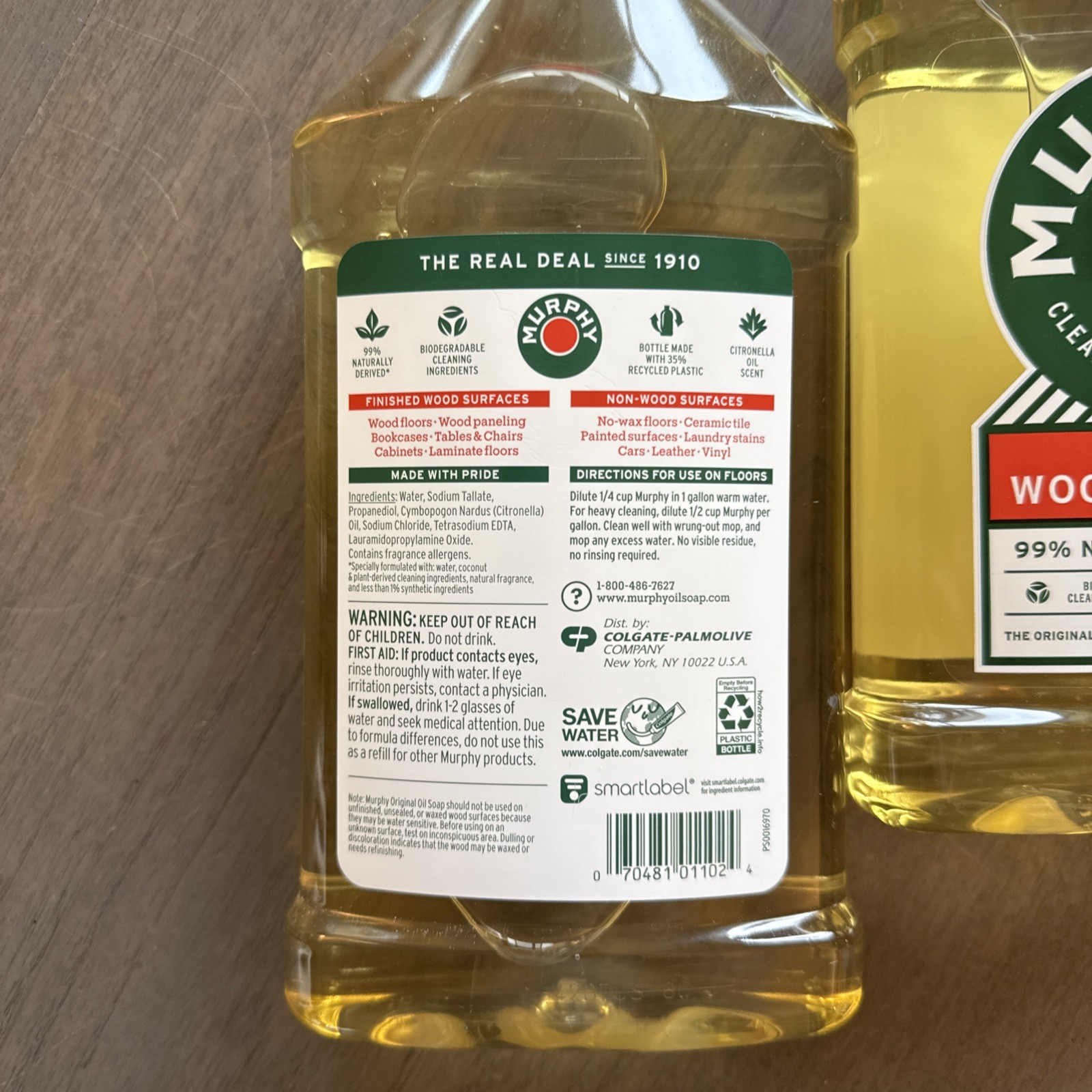 Murphy Concentrated Wood Cleaner 32 fl oz 99% Naturally Derived X2 Full Bottles