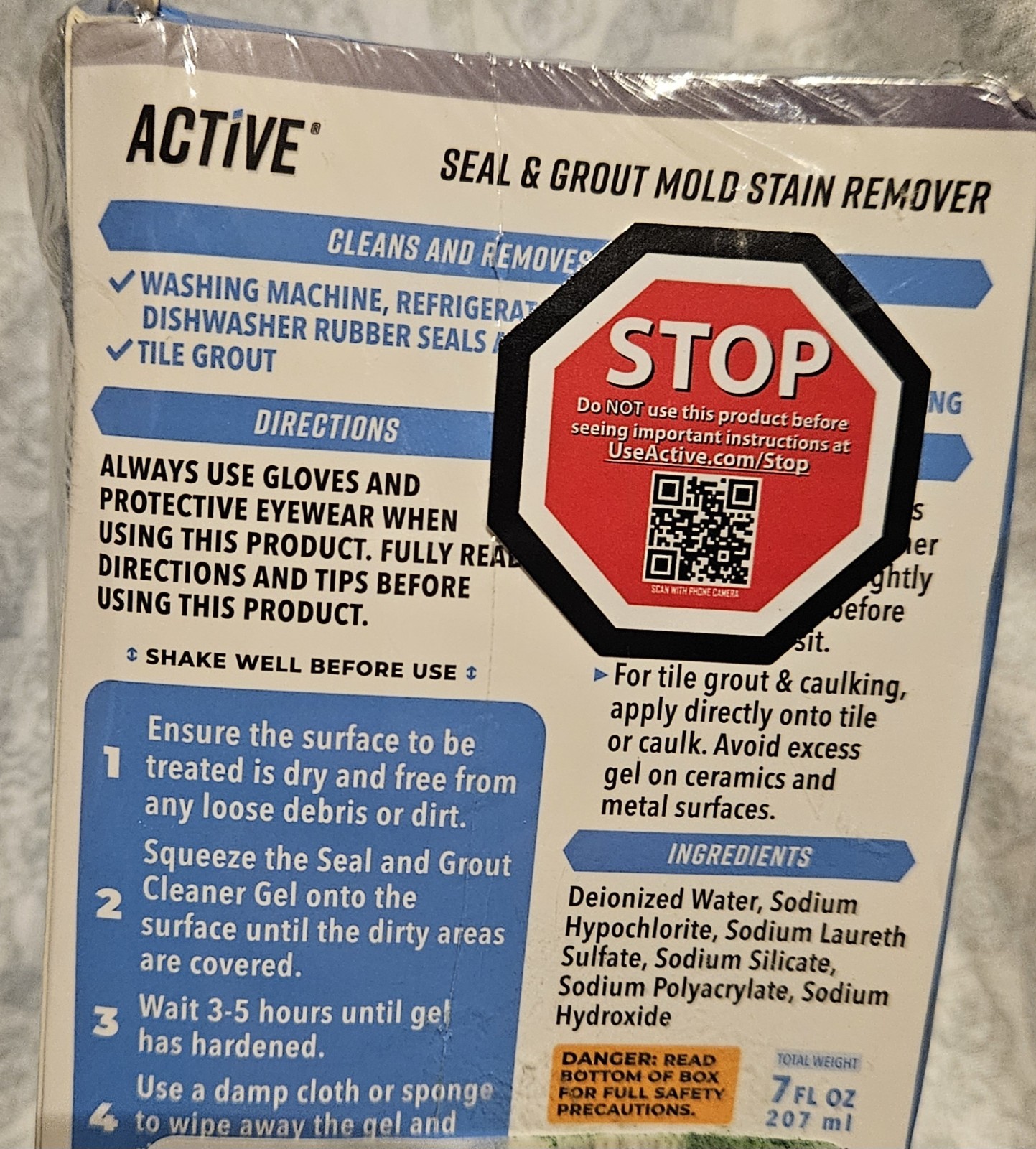 3 PK. Active MOLD STAIN REMOVER Seal & Grout Deep Clean (21 Oz TOTAL) NEW SEALED