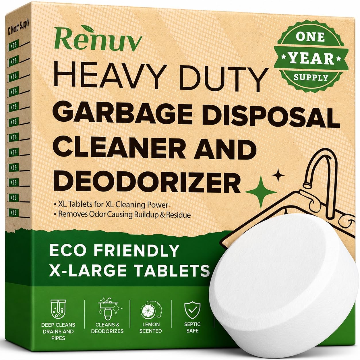 ® Garbage Disposal Cleaner and Deodorizer Tablets Drain Freshener, Foaming Ci…