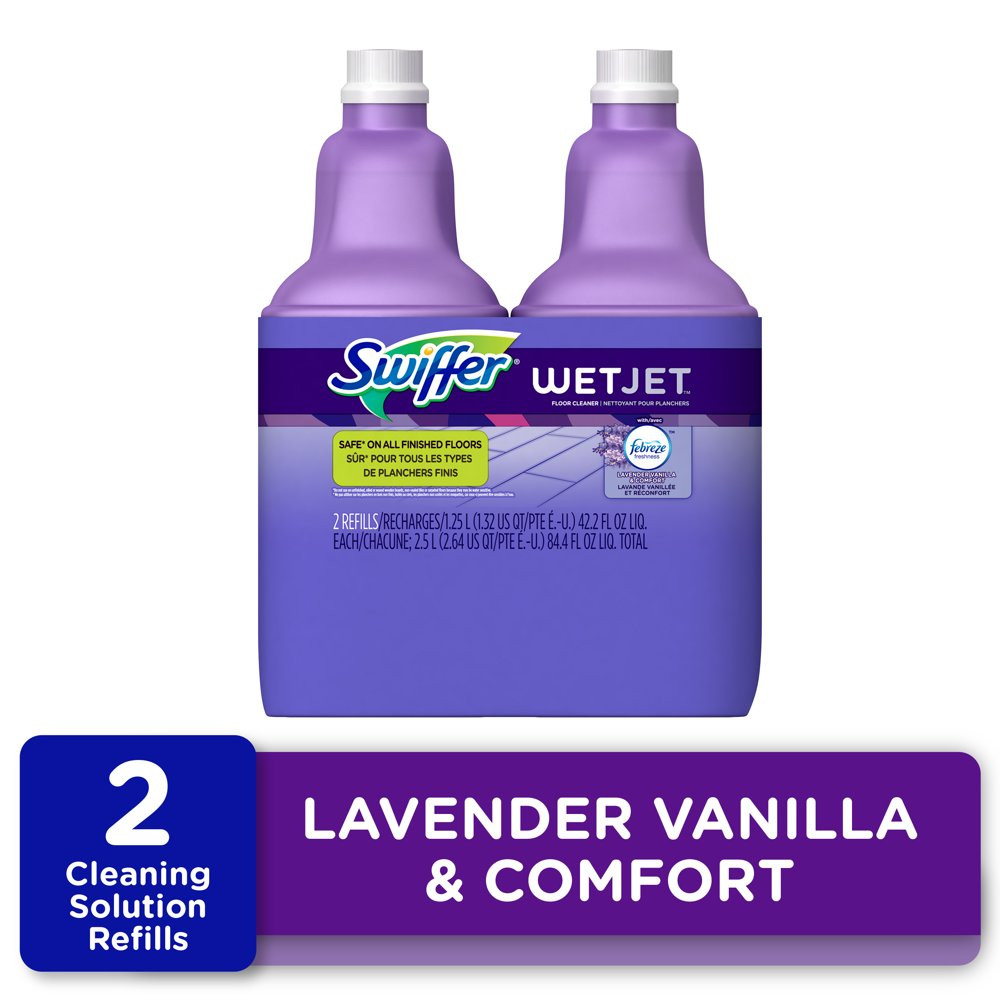 2pk Swiffer WetJet Spray Mop Multi-Purpose and Hardwood Liquid Floor 1.25 Liter
