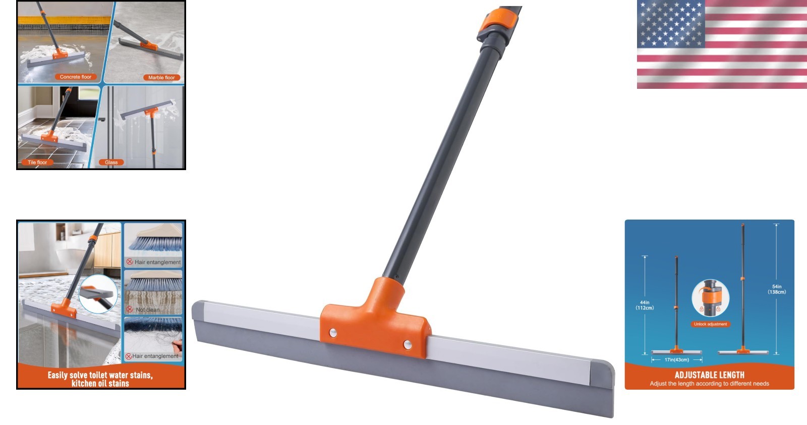 Modern Heavy-Duty Squeegee Broom with Adjustable Handle for Efficient Cleaning