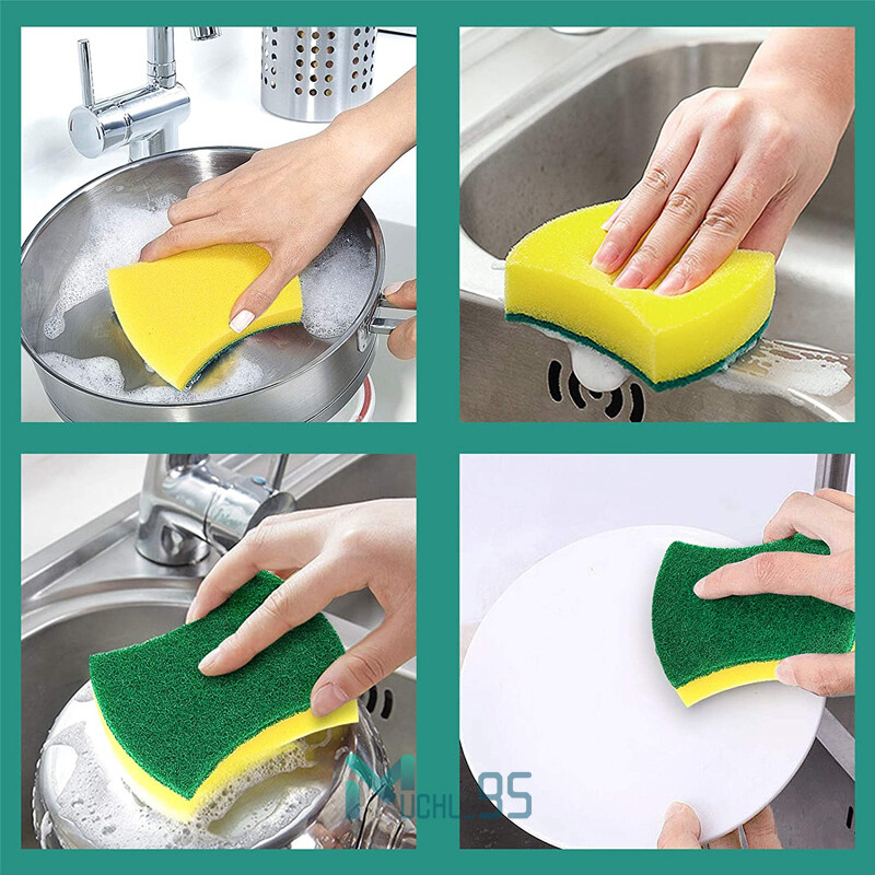 6-72PCS Multi-Purpose Double-Faced Sponge Scou Pads Dish Washing Scrub Sponge