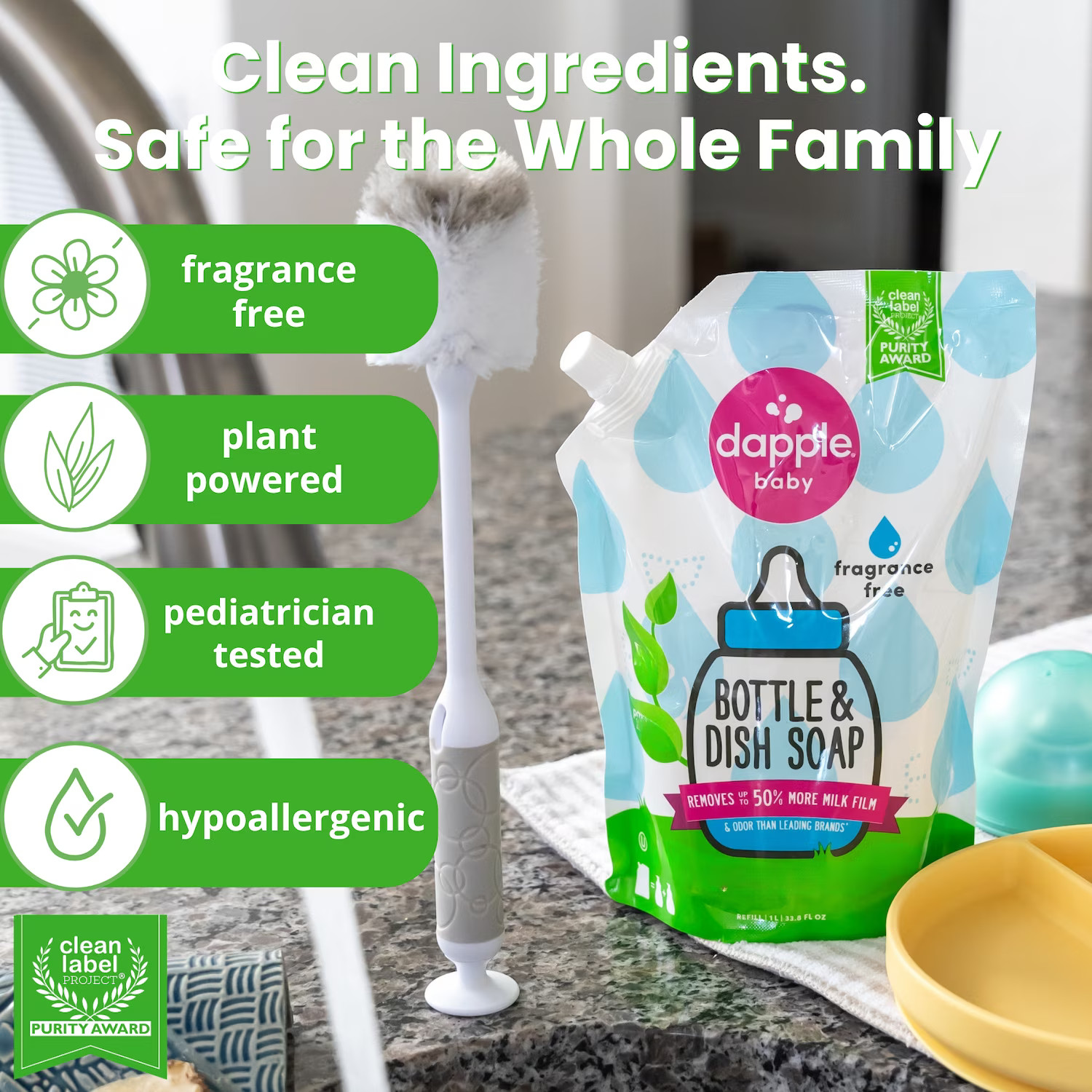 Baby Bottle and Dish Soap Refill for Baby Products, Fragrance Free, 33.8 fl oz