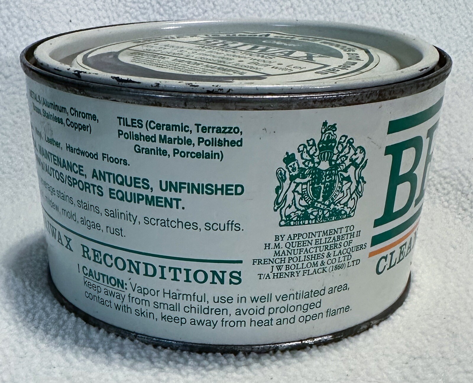 Vintage Briwax Natural Wax Metal Can Clear Wood Wooden Surfaces 15.7 Oz Total Wt