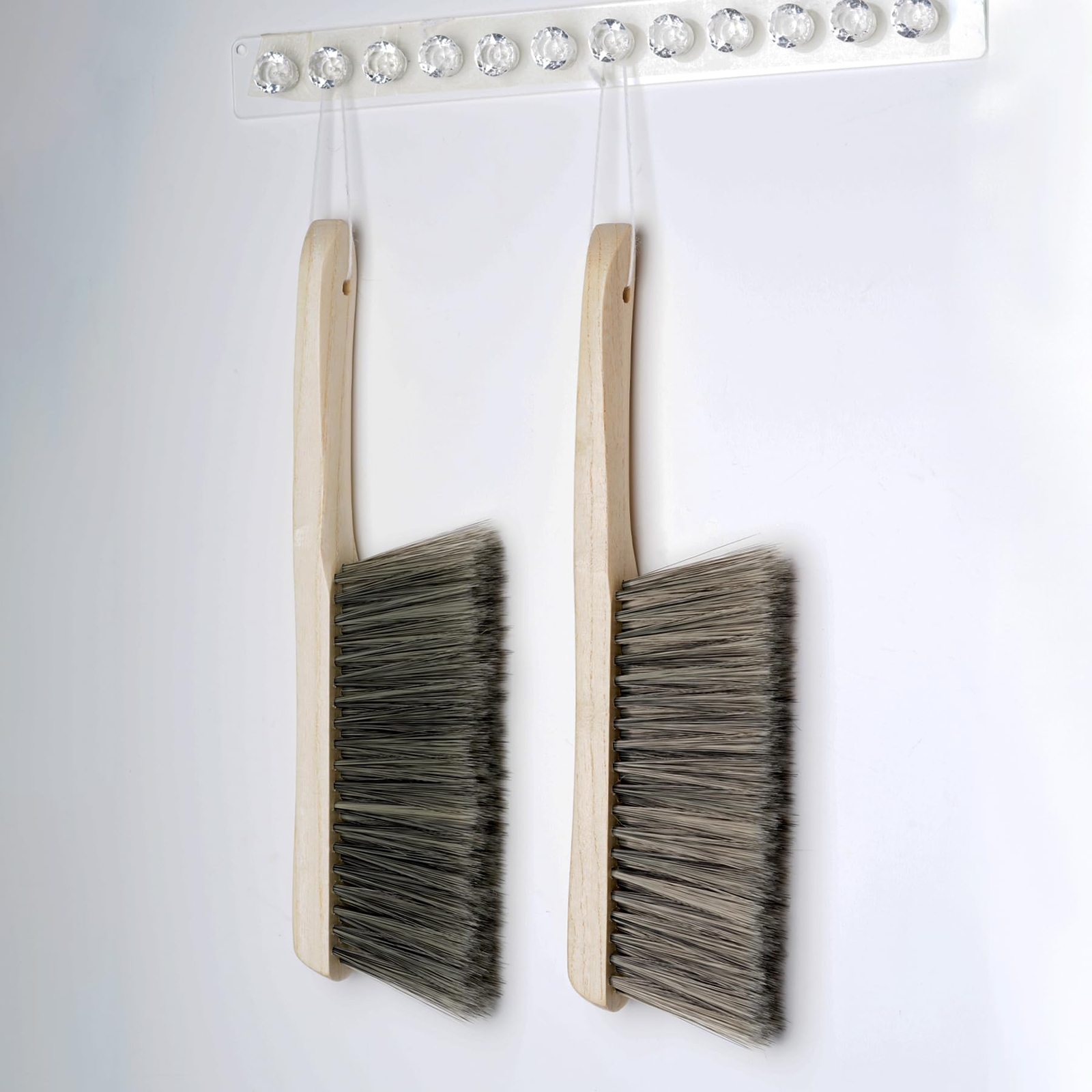 2 Pieces Wooden Handle Bench Brushes Horse Hair Brushes Soft Bristles Dust Brush